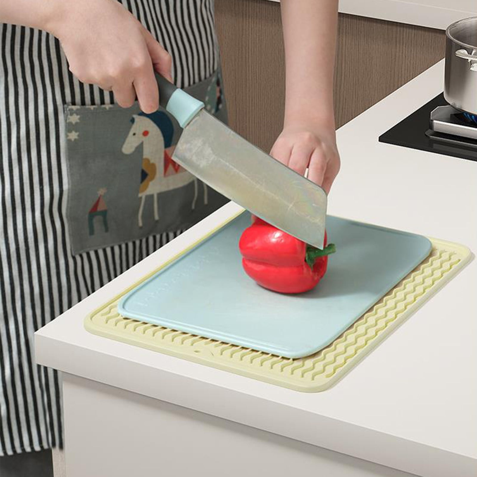 Chmadoxn Dish Drying Mat,Large Dish Drying Mats, Non-Slip Mat Easy Clean Drying Mat Large Heat Dish Drainer Mat for Kitchen Counter Sink Refrigerator or Drawer Easy to Clean 11.8×15.7 in Beige - Image 8
