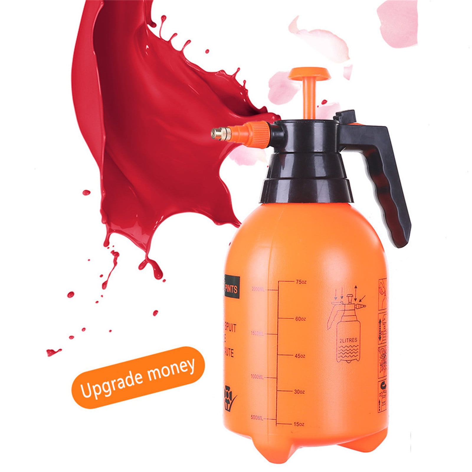 Darzheoy Handheld Garden Pump Sprayer, 2L Lawn & Garden Pressure Water Spray Bottle with Adjustable Brass Nozzle, for Plants and Other Cleaning Solutions Orange - Image 1