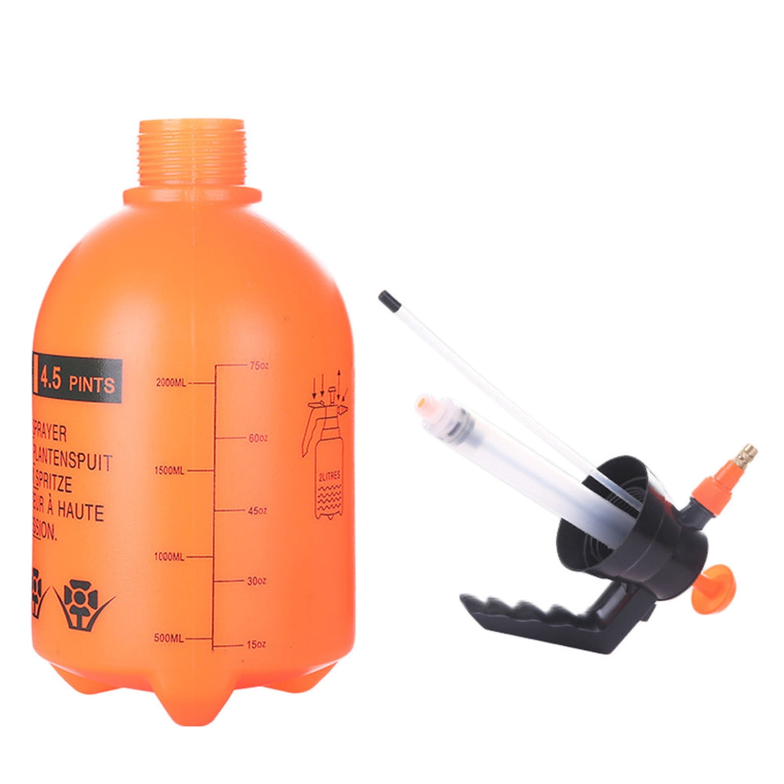 Darzheoy Handheld Garden Pump Sprayer, 2L Lawn & Garden Pressure Water Spray Bottle with Adjustable Brass Nozzle, for Plants and Other Cleaning Solutions Orange - Image 2