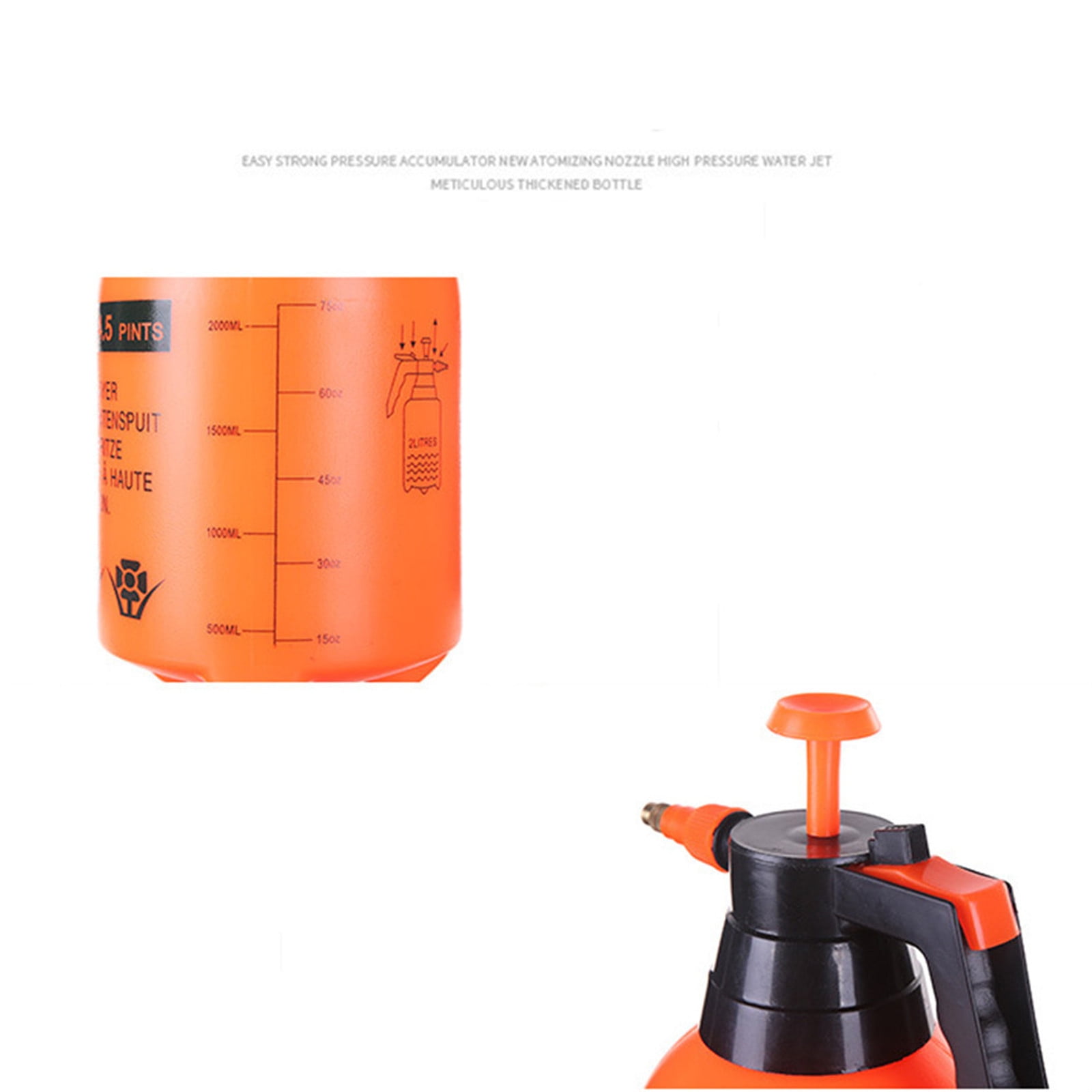 Darzheoy Handheld Garden Pump Sprayer, 2L Lawn & Garden Pressure Water Spray Bottle with Adjustable Brass Nozzle, for Plants and Other Cleaning Solutions Orange - Image 5