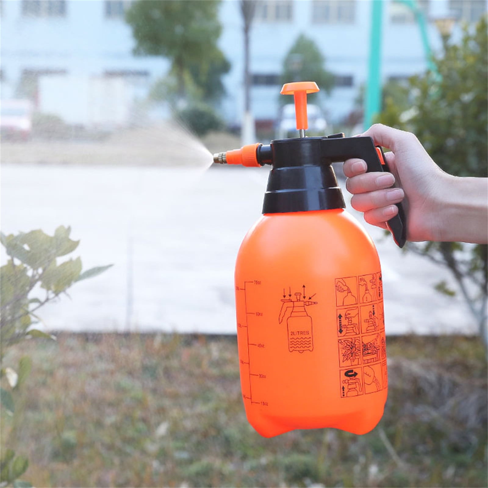 Darzheoy Handheld Garden Pump Sprayer, 2L Lawn & Garden Pressure Water Spray Bottle with Adjustable Brass Nozzle, for Plants and Other Cleaning Solutions Orange - Image 8