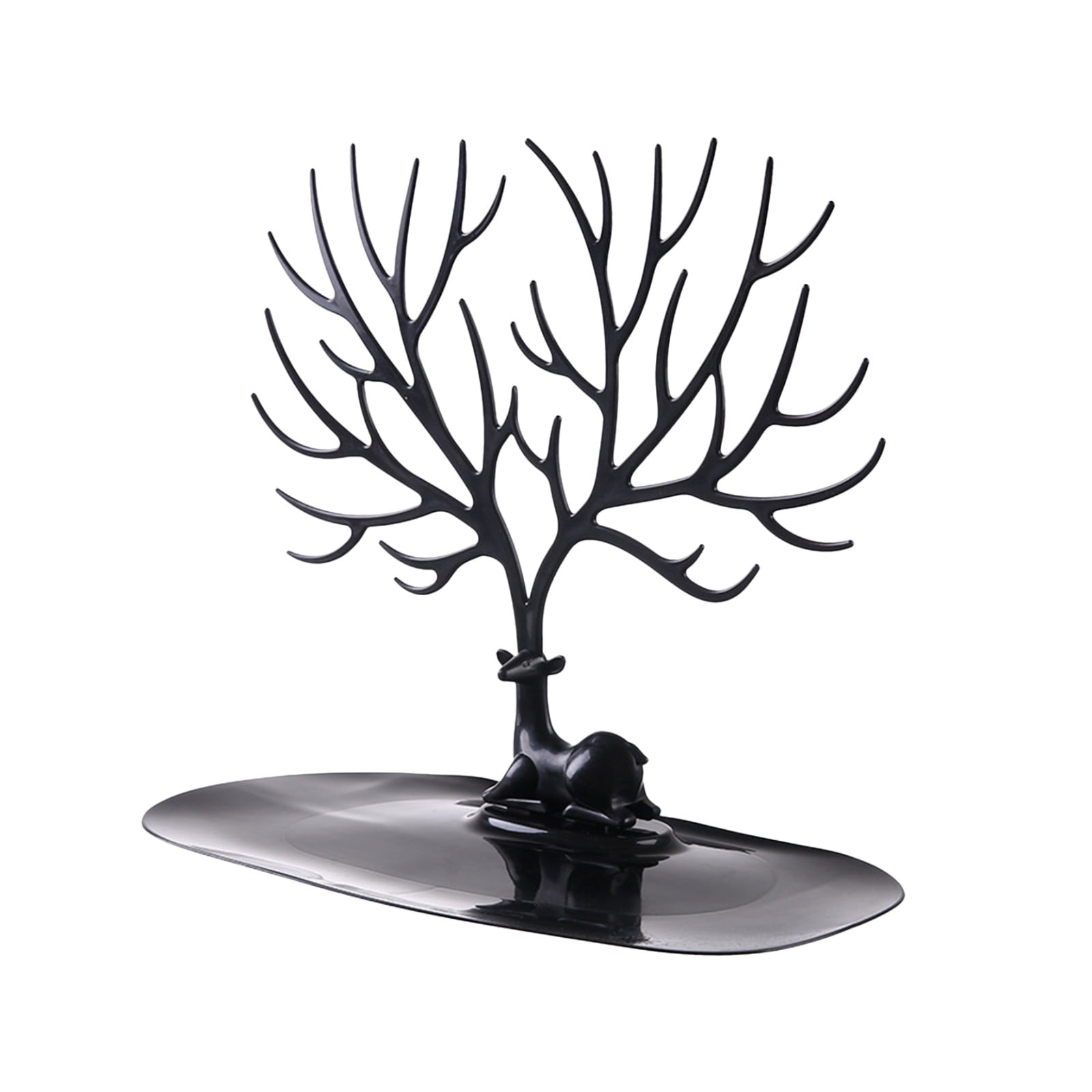 Chmadoxn Jewelry Tree Stand Organizer Jewelry Display Tray Deer Tree Jewellery Holder Hanger for Necklaces Bracelet Earrings Birthday Gifts Jewellery Stand Rack Storage 9.6×5.7×8.5 in Black - Image 1