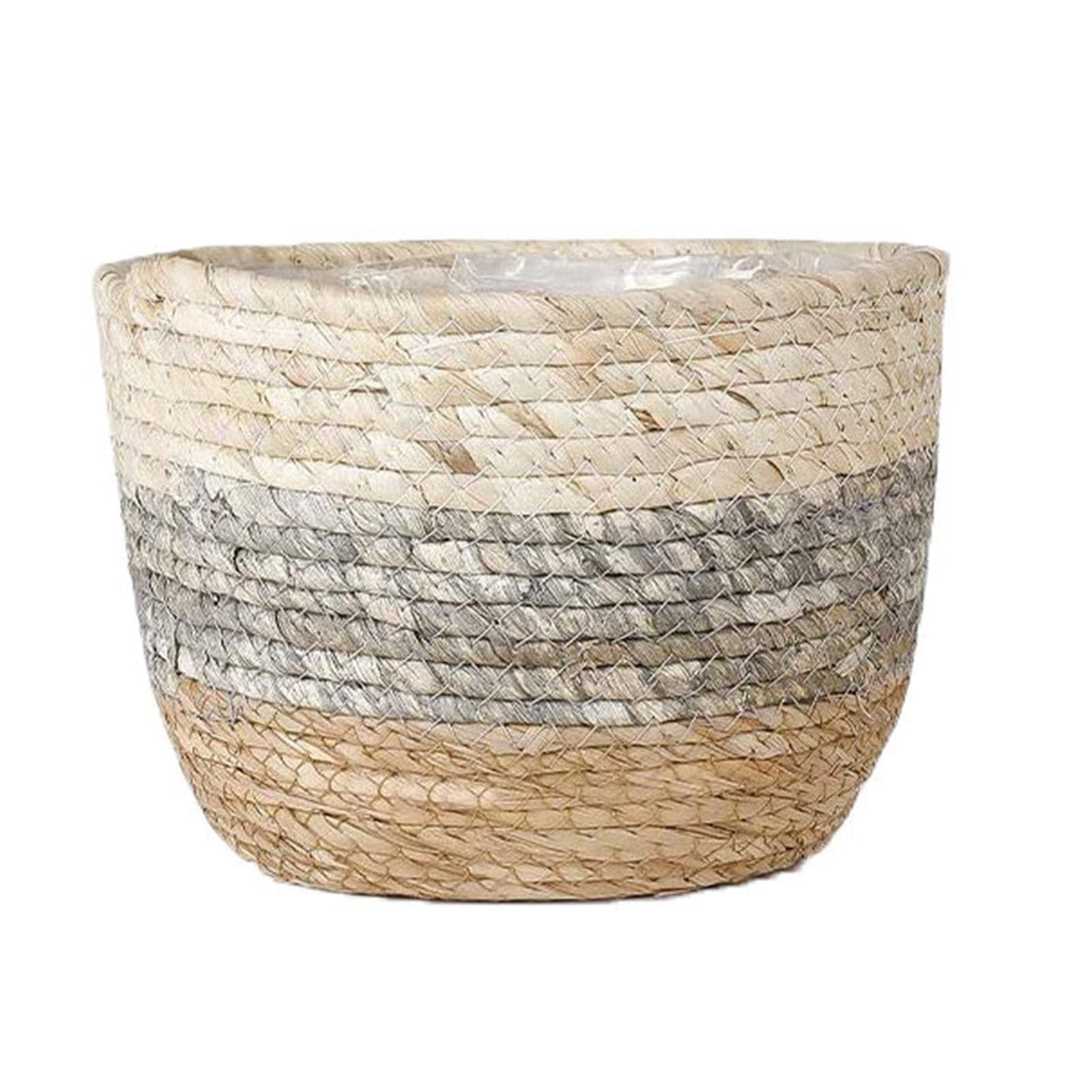 Darzheoy Woven Seagrass Plant Basket, Flower Pots Home Boho Decor, Storage Picnic Grocery Straw Bag for Plant Artificial Tree - 5.5