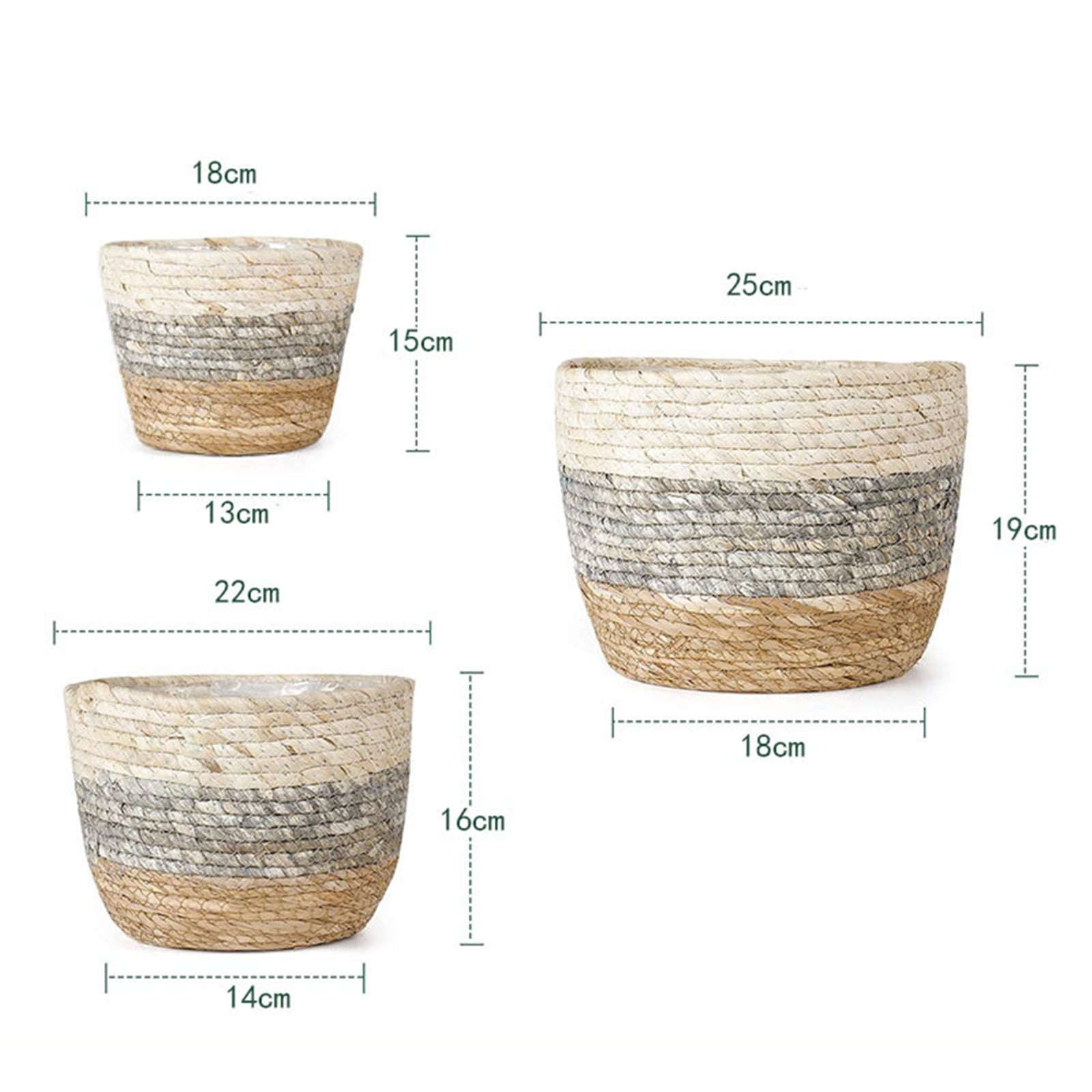 Darzheoy Woven Seagrass Plant Basket, Flower Pots Home Boho Decor, Storage Picnic Grocery Straw Bag for Plant Artificial Tree - 5.5