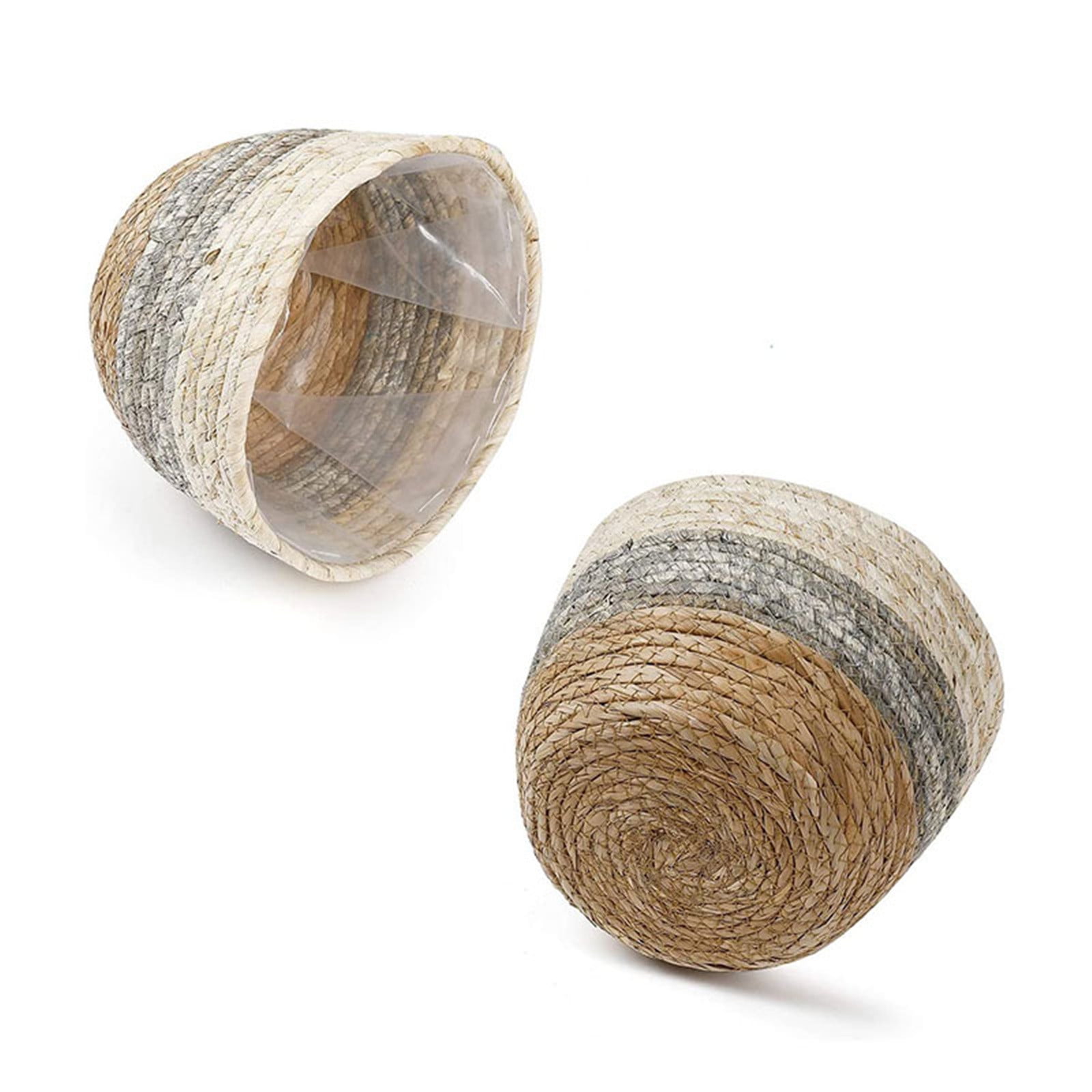 Darzheoy Woven Seagrass Plant Basket, Flower Pots Home Boho Decor, Storage Picnic Grocery Straw Bag for Plant Artificial Tree - 5.5