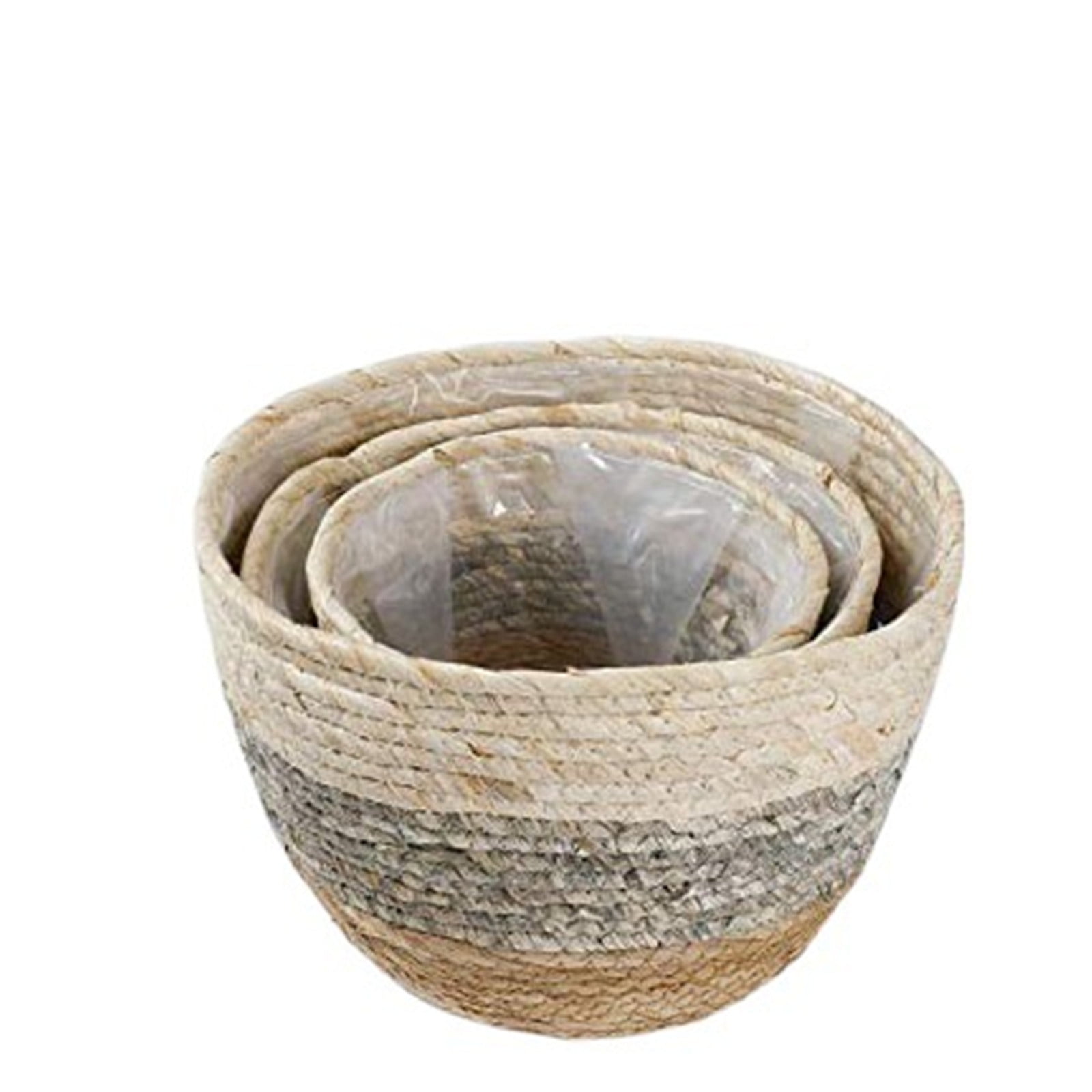 Darzheoy Woven Seagrass Plant Basket, Flower Pots Home Boho Decor, Storage Picnic Grocery Straw Bag for Plant Artificial Tree - 5.5