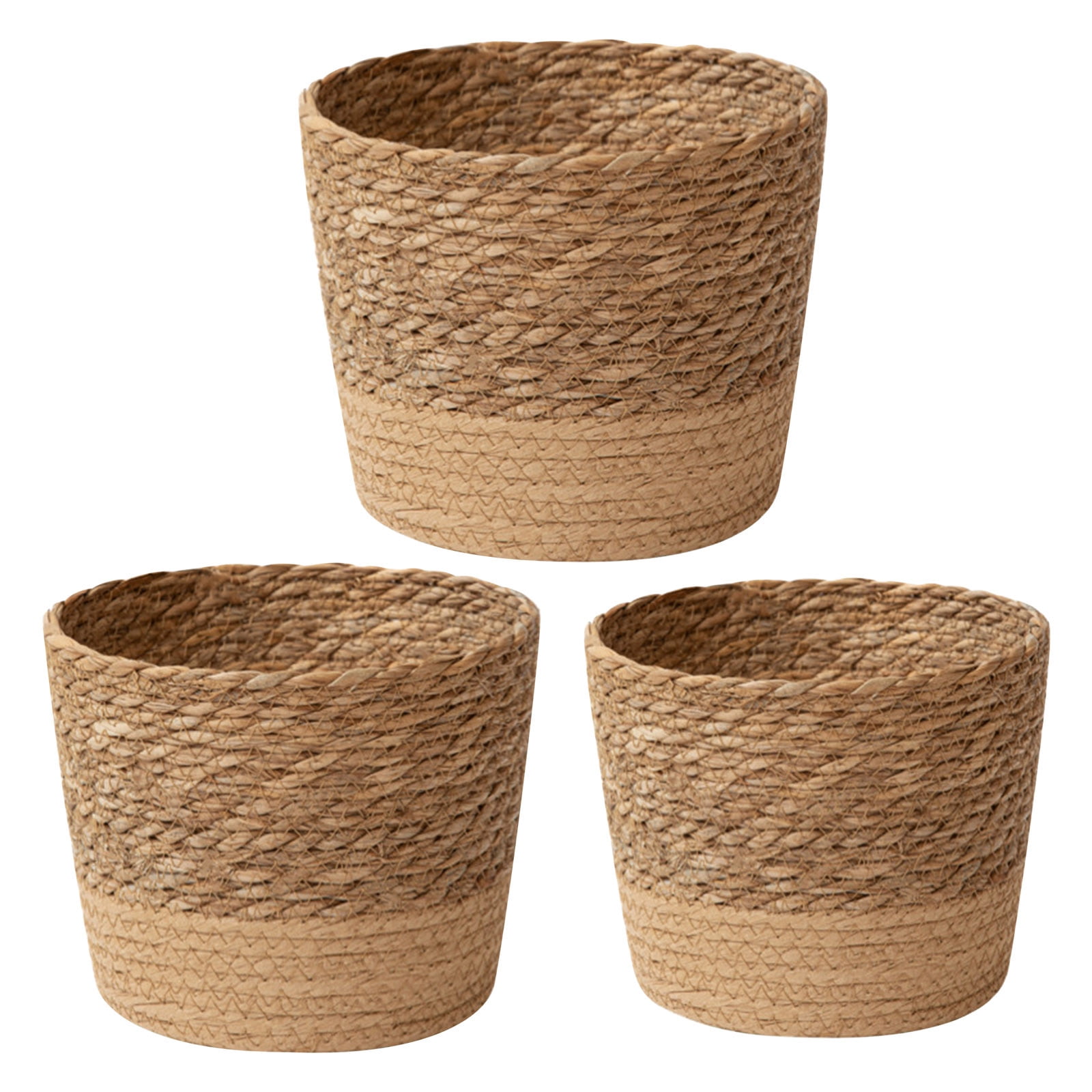 Darzheoy Woven Seagrass Plant Basket, Flower Pots Home Boho Decor, Storage Picnic Grocery Straw Bag for Plant Artificial Tree - 5.5