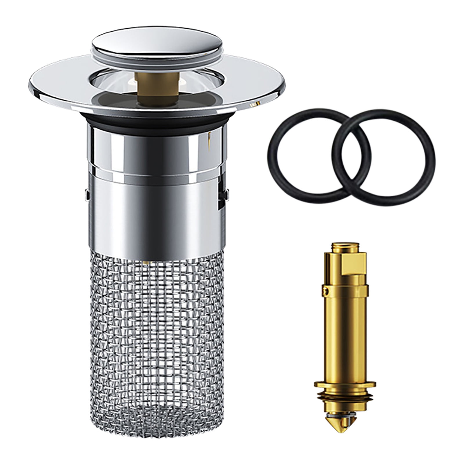 Chmadoxn Universal Bathroom Sink Stopper, Basin Sink Drain Strainer, Bathroom Sink Plug with Stainless Steel Hair Catcher on 1 pc B - Image 1