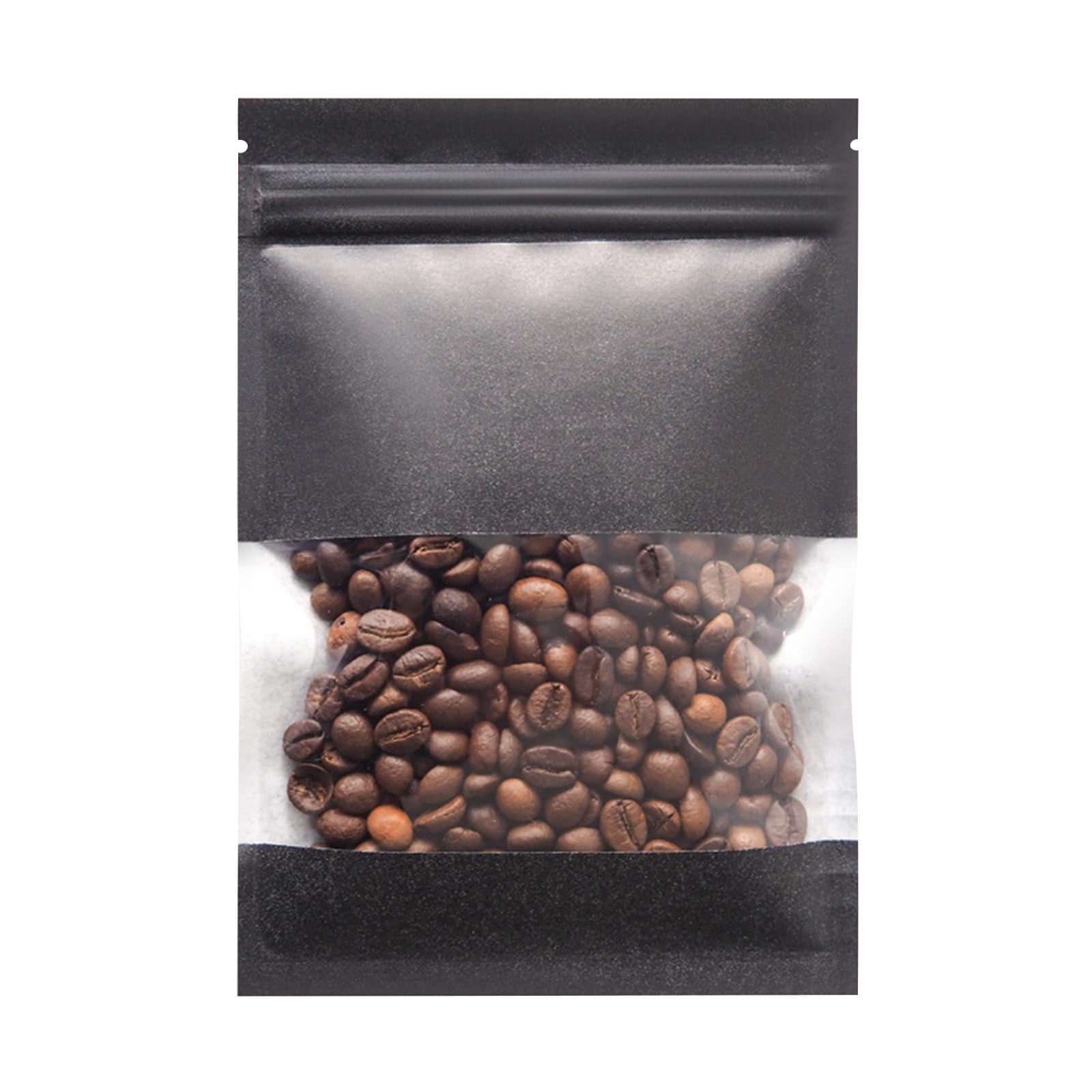 Chmadoxn Kraft Paper Bags, Pouches Packaging Paper Sealable Bags, Food Packaging Bags with Window, Ziplock Coffee Bags for Small Business, Resealable Bags 5.1×3.5 in BLACK - Image 1