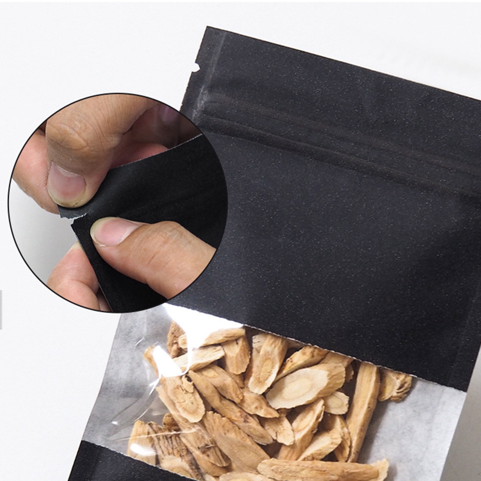 Chmadoxn Kraft Paper Bags, Pouches Packaging Paper Sealable Bags, Food Packaging Bags with Window, Ziplock Coffee Bags for Small Business, Resealable Bags 5.1×3.5 in BLACK - Image 6