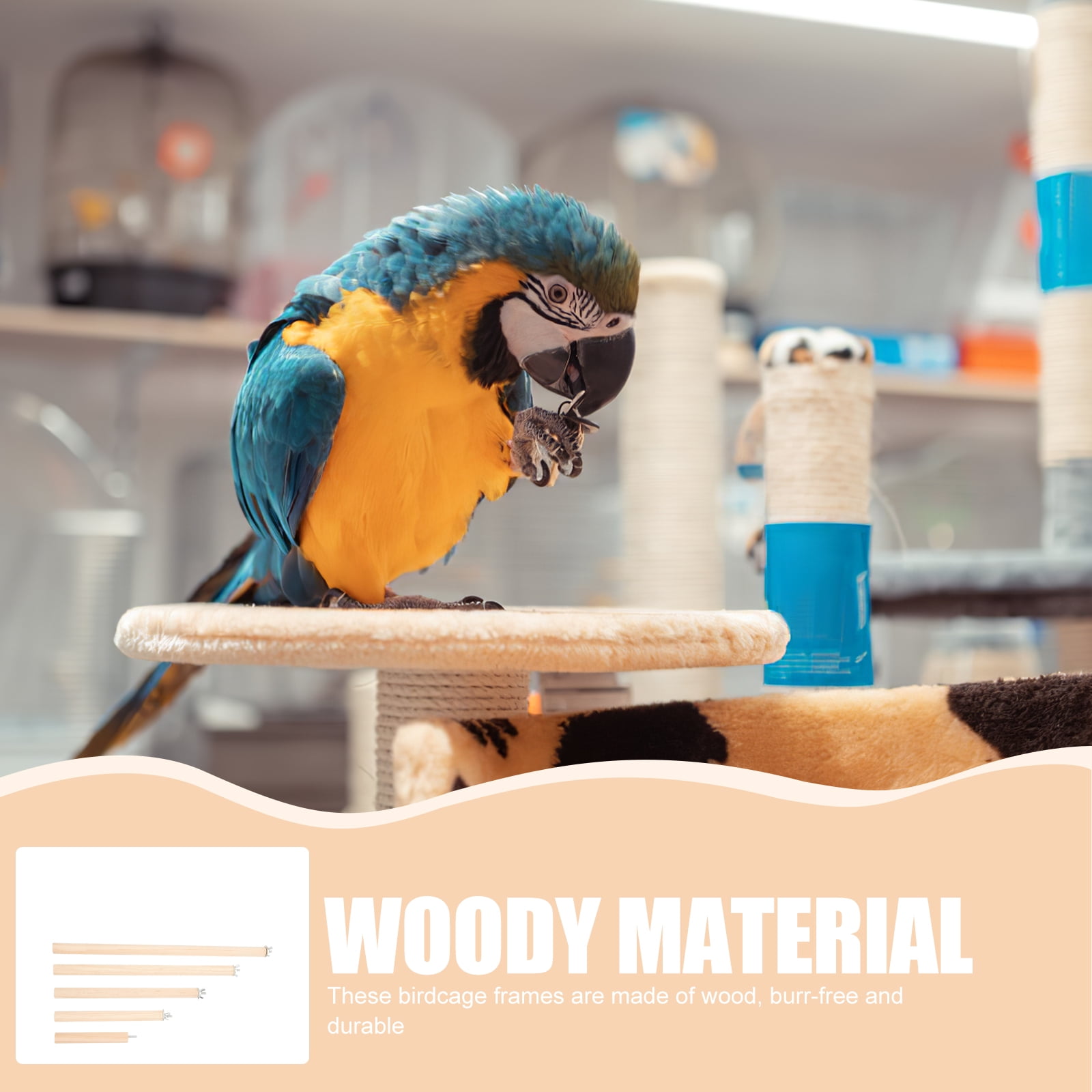 Wooden Parrot Standing Pole 5PCS Bird Perches for Cage, Bird Cage Accessories, Climbing Perch Stand for African Grey, Parakeet - Image 6