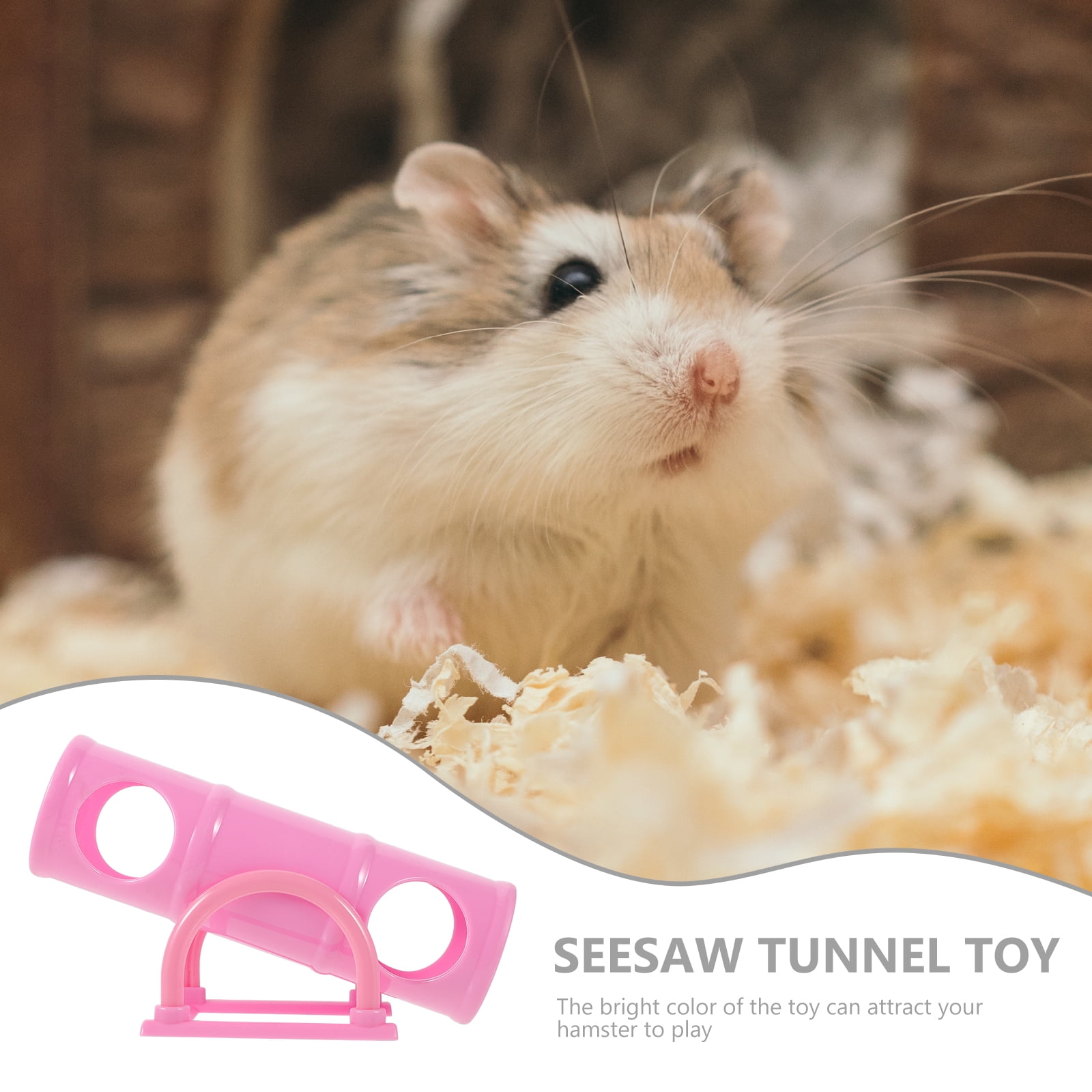 Pink Guinea Pig Toys Hamster Seesaw Pets Tunnel Small Animals - Image 3