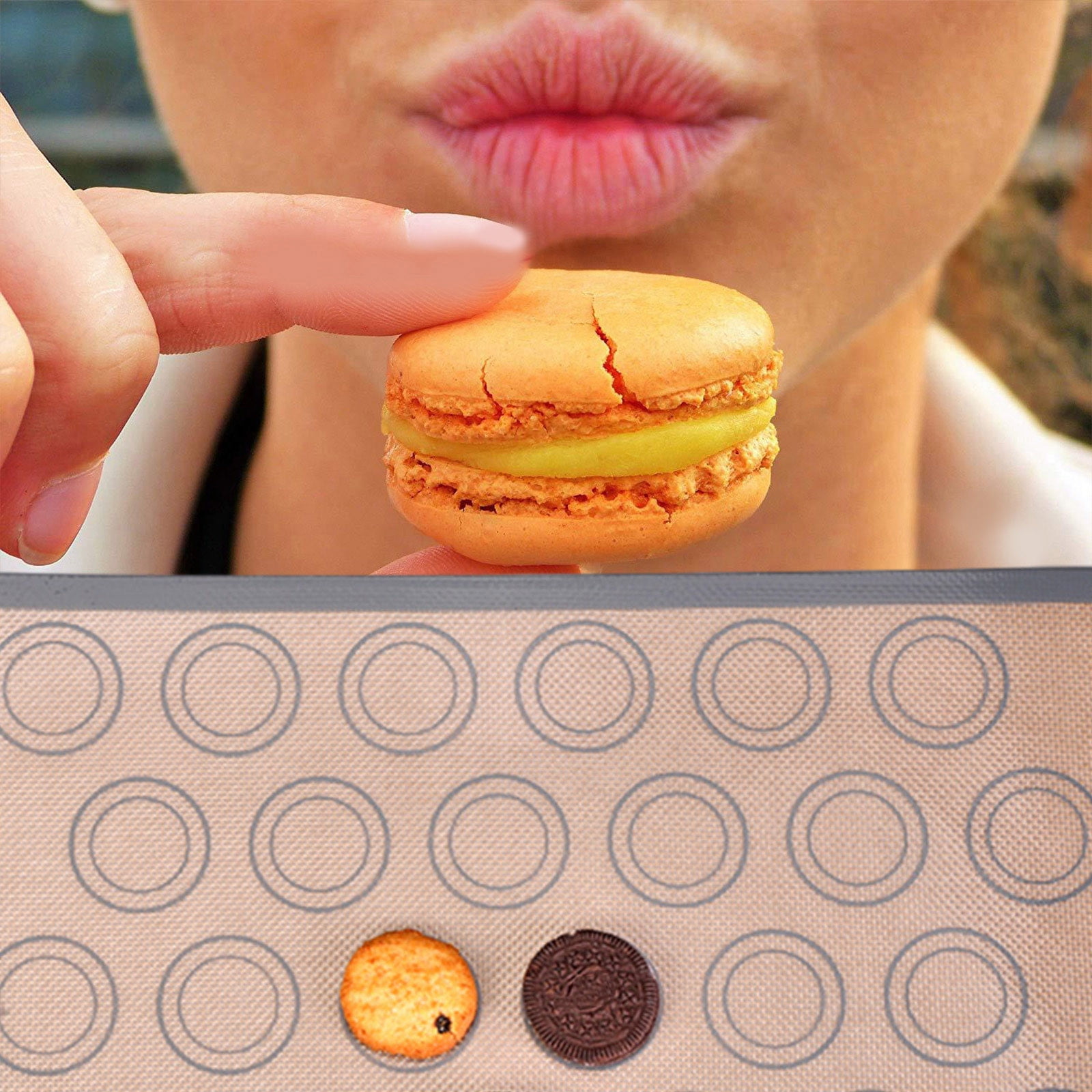 Chmadoxn Baking Mats Cookies Sheet, Non-Stick Mats for Baking, Easy Clean & Reusable Oven Baking Sheet for Making Macaroons, Cookies 16.5×11.6 in Gray - Image 6