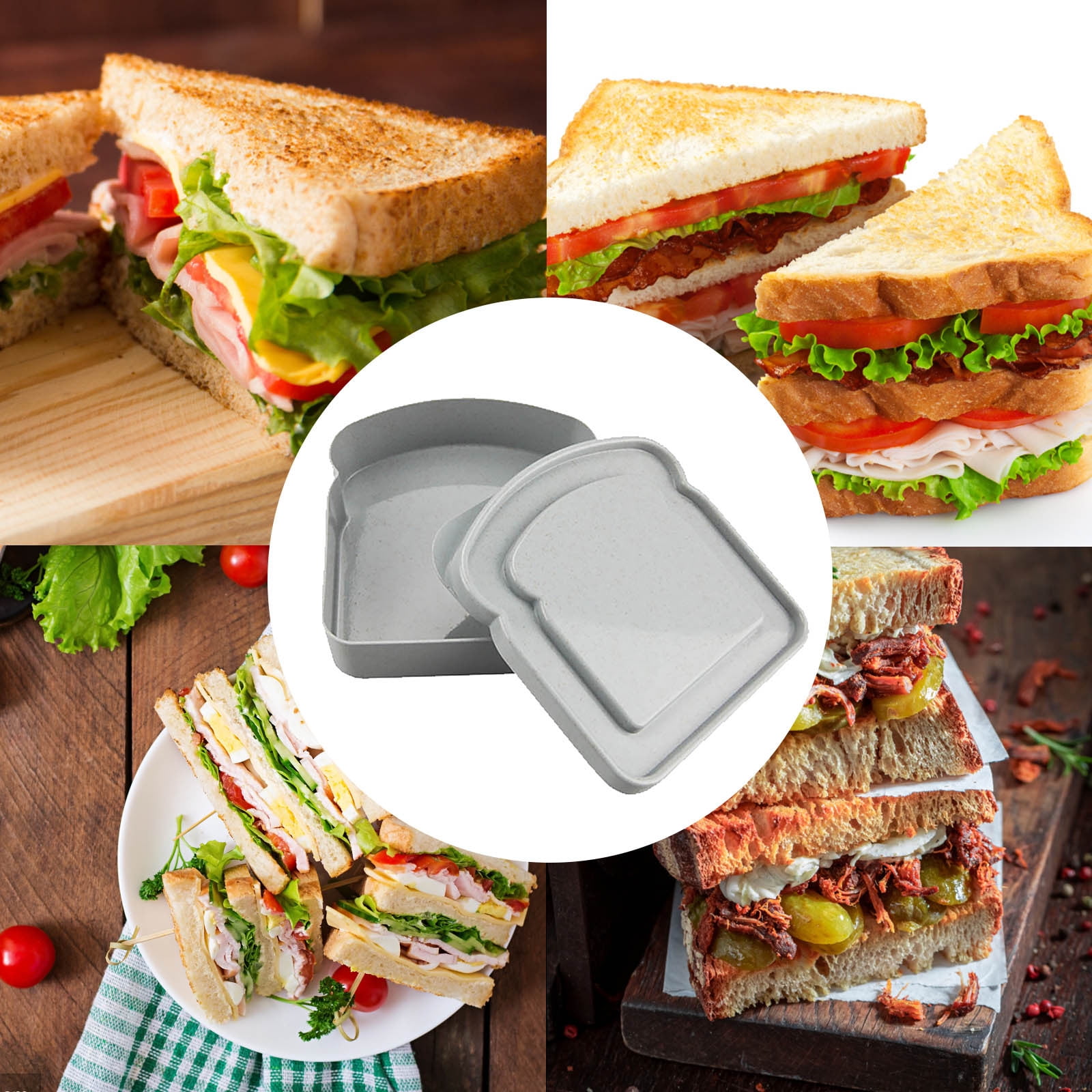 Darzheoy Sandwich Containers, Reusable Sandwich Box Container, Sandwich Holder Bread Container for Adults, BPA Free, Microwave & Dishwasher Safe, Office, Camping Gray - Image 2