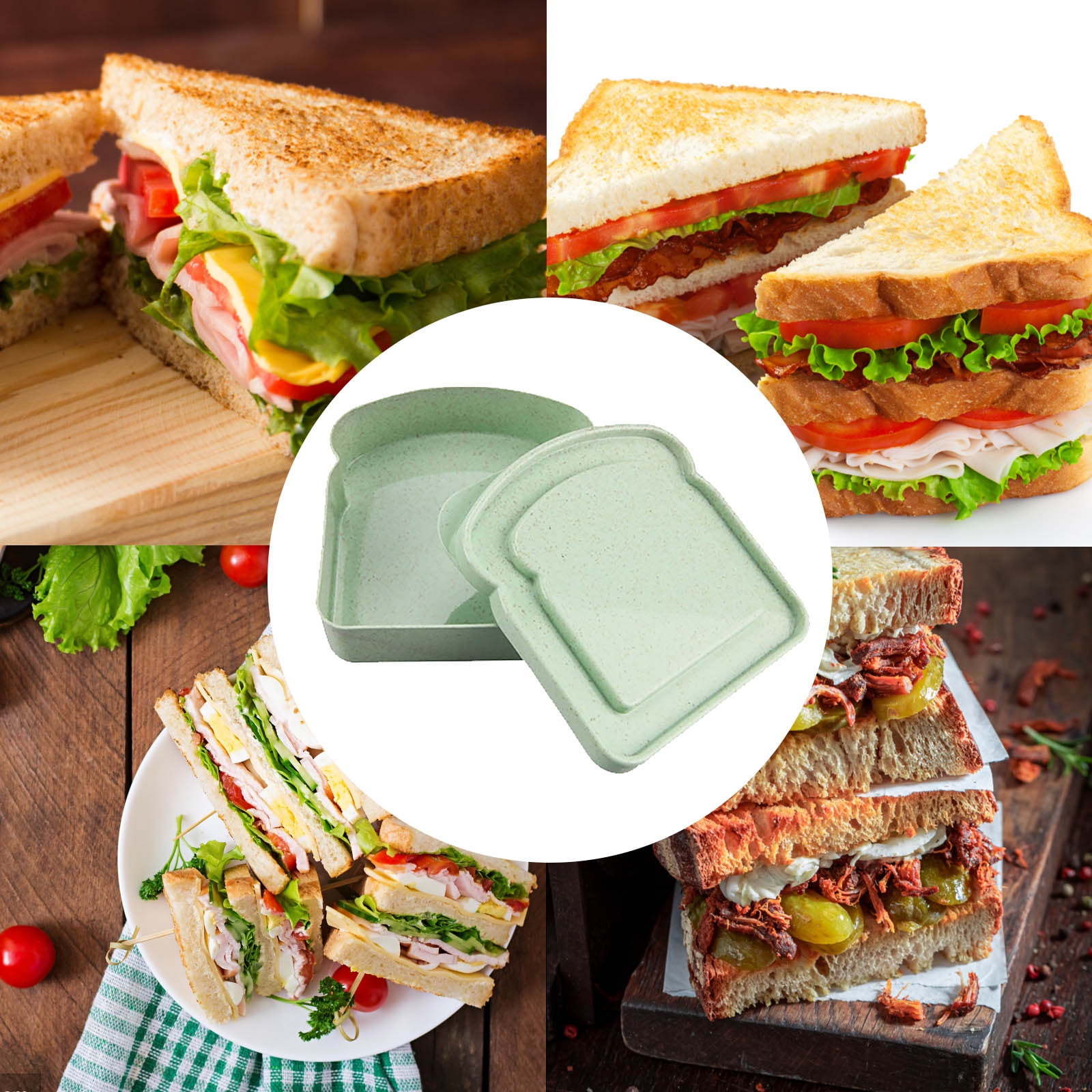 Darzheoy Sandwich Containers, Reusable Sandwich Box Container, Sandwich Holder Bread Container for Adults, BPA Free, Microwave & Dishwasher Safe, Office, Camping Green - Image 2