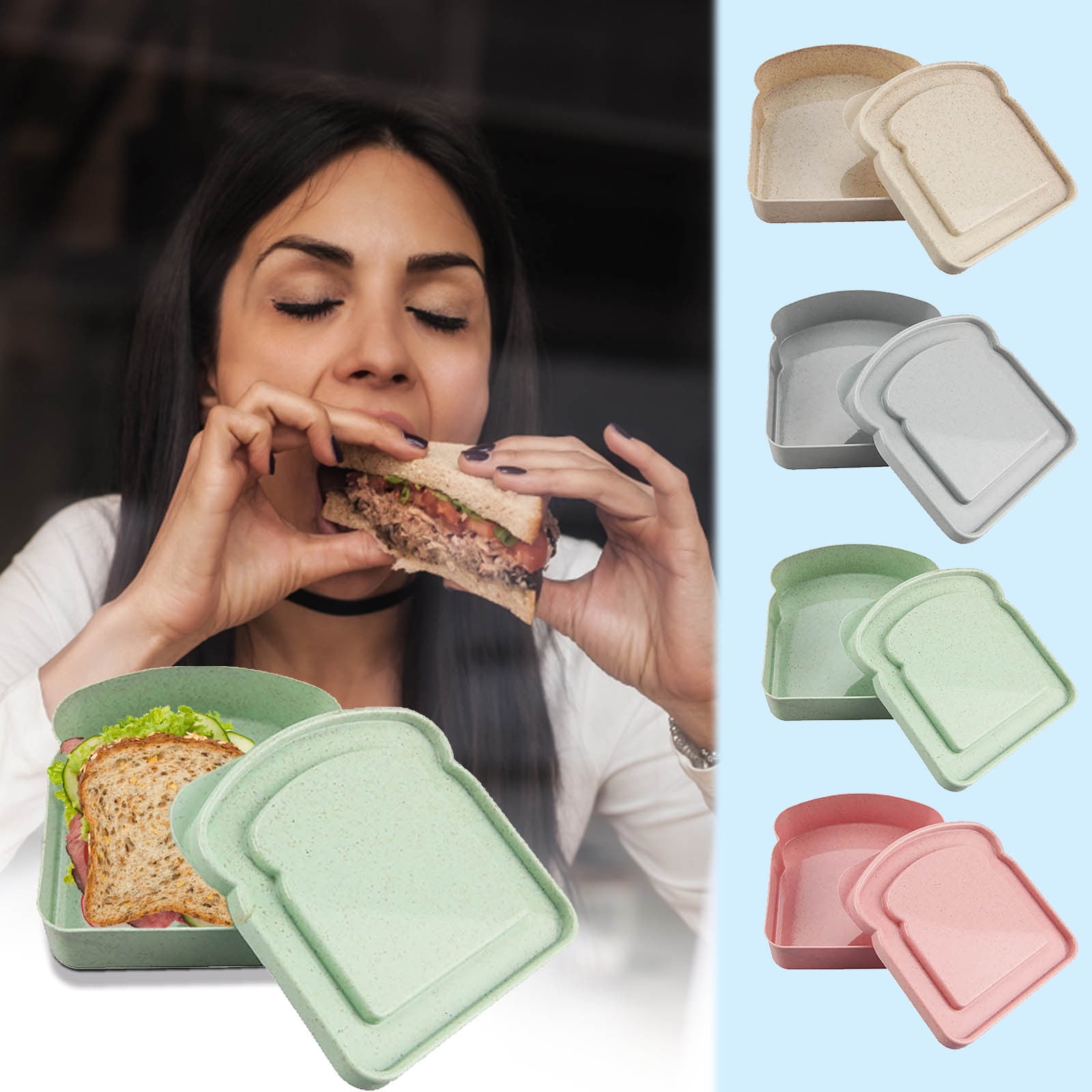 Darzheoy Sandwich Containers, Reusable Sandwich Box Container, Sandwich Holder Bread Container for Adults, BPA Free, Microwave & Dishwasher Safe, Office, Camping Pink - Image 6