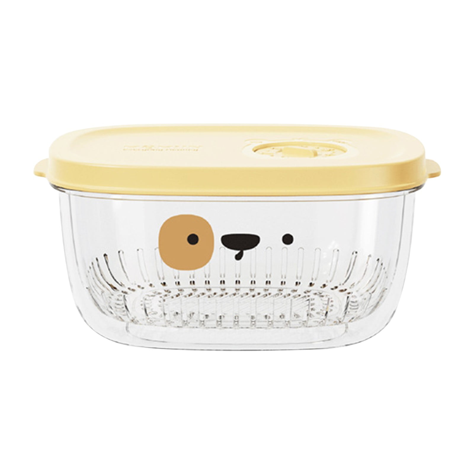 Darzheoy Fridge Berry Storage Container with Lids with Strainer, Plastic Fresh Produce Saver Keeper for Vegetable Fruit Meat Lettuce, BPA Free Kitchen Refrigerator Organization Yellow - Image 1