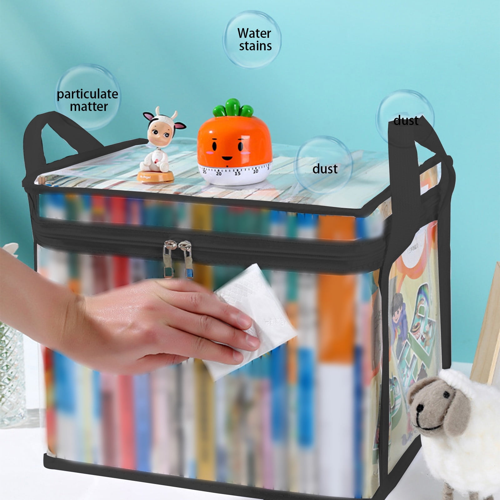 Kdkad Clear Notebook Storage Organizer Box, Plastic Stackable Notebook Display Case, Storage Showcase for Toy Dolls, Notebooks, Handbags, Shoes Organizing 9.1×6.7×9.1 in Clear - Image 4