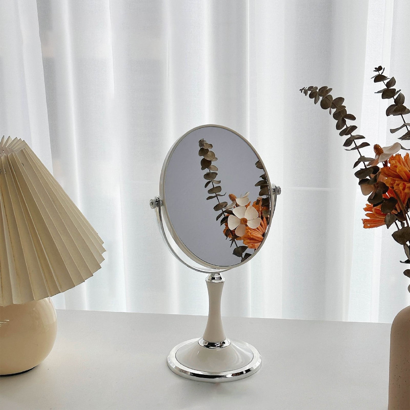 Back to School Chmadoxn Magnifying Makeup Mirror Double Sided Tabletop Mirror with 3 Magnification, Magnified Desk Mirror for Makeup, Cosmetic Vanity Mirror with Stand and 360° Rotation 5.5×11.4 in White - Image 2