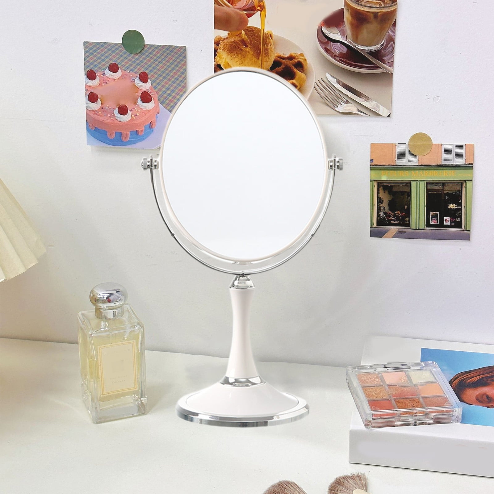 Back to School Chmadoxn Magnifying Makeup Mirror Double Sided Tabletop Mirror with 3 Magnification, Magnified Desk Mirror for Makeup, Cosmetic Vanity Mirror with Stand and 360° Rotation 5.5×11.4 in White - Image 6