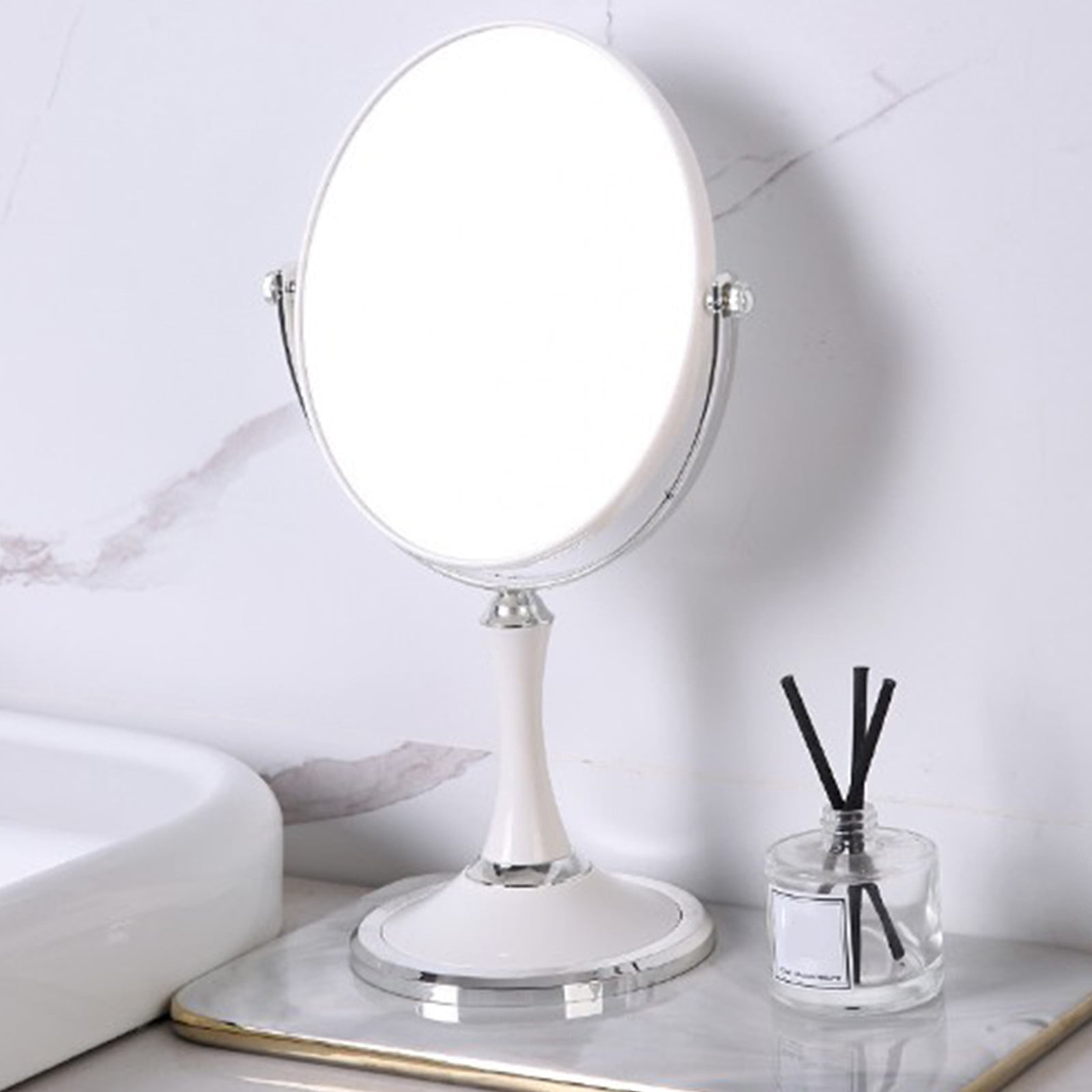 Back to School Chmadoxn Magnifying Makeup Mirror Double Sided Tabletop Mirror with 3 Magnification, Magnified Desk Mirror for Makeup, Cosmetic Vanity Mirror with Stand and 360° Rotation 5.5×11.4 in White - Image 7
