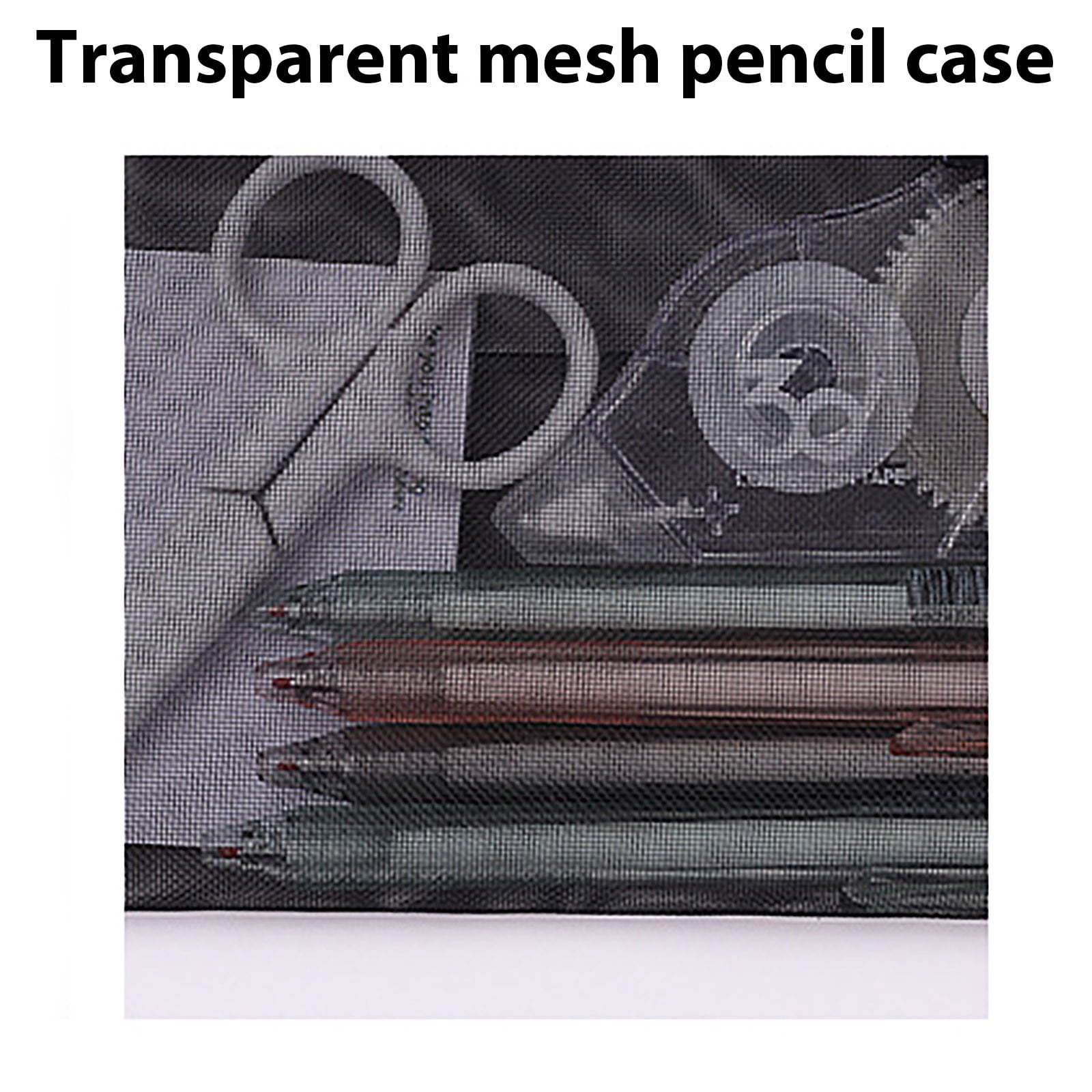 Kdkad Transparent Mesh Pencil Case, Pencil Pouch, Clear Makeup Bags, Nylon Mesh Pen Pouch with Zipper Pencil Case Stationery Storage Bag for Home Office Supplies Cosmetics Travel Accessories 8.3×4.7 in White - Image 3