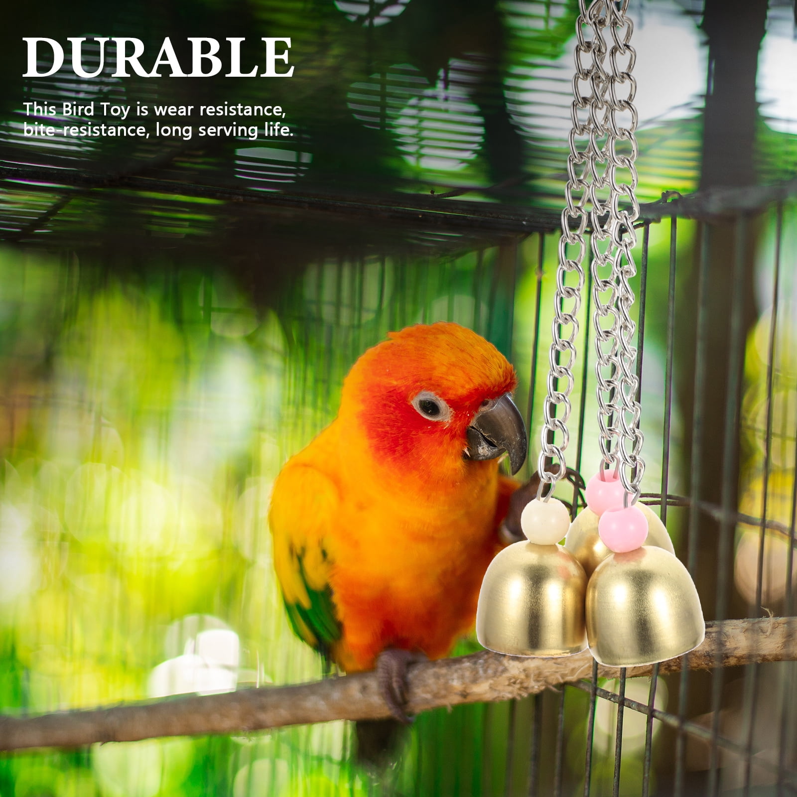 Rattle The Bell Parrot Toy for Large Birds - Stainless Steel Cage Decor for Parakeets, Cockatiels, and Small Tail Birds - Image 5