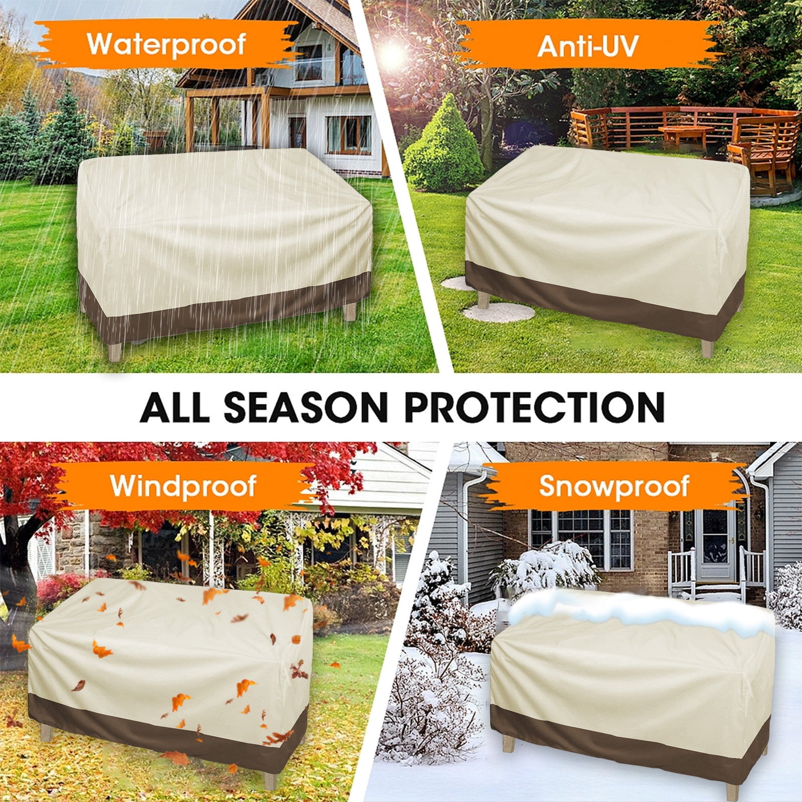 Kdkad Patio Benches Loveseat Covers, Heavy Duty Patio Deep Bench Loveseat Cover, Waterproof Outdoor Deep Sofa Cover, Lawn Patio Furniture Covers with Air Vent 57.9×31×32.7 in Black - Image 5