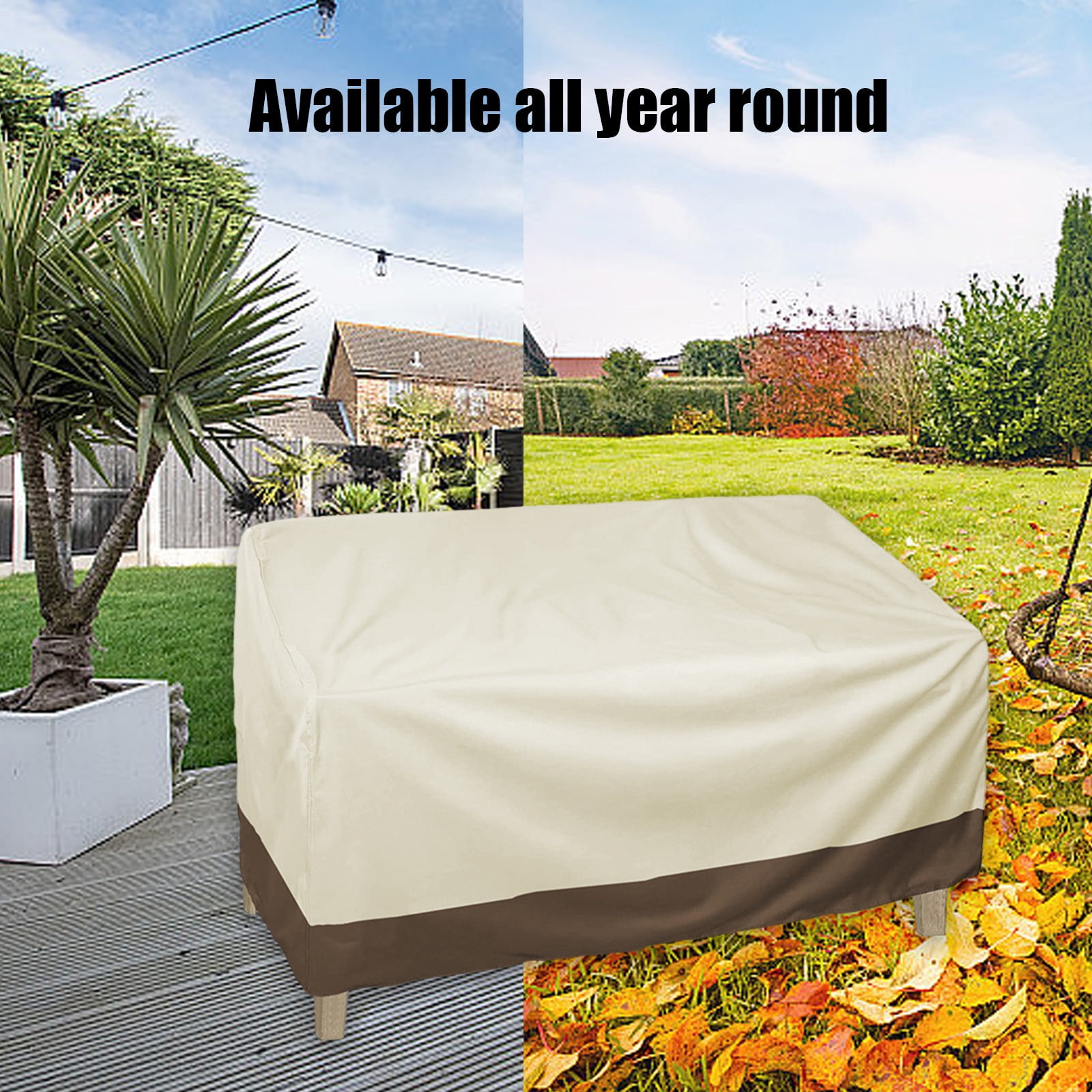 Kdkad Patio Benches Loveseat Covers, Heavy Duty Patio Deep Bench Loveseat Cover, Waterproof Outdoor Deep Sofa Cover, Lawn Patio Furniture Covers with Air Vent 57.9×31×32.7 in Coffee - Image 6