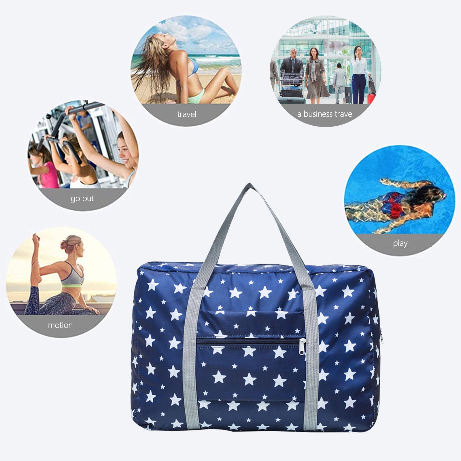 Kdkad Foldable Travel Duffel Bag, Tote Carry On Luggage Sport Duffle Weekend Overnight for Women and Girls, Gym Bag Waterproof Foldable Duffel Bag 19.1×5.8×9.8 in Dark Blue - Image 4
