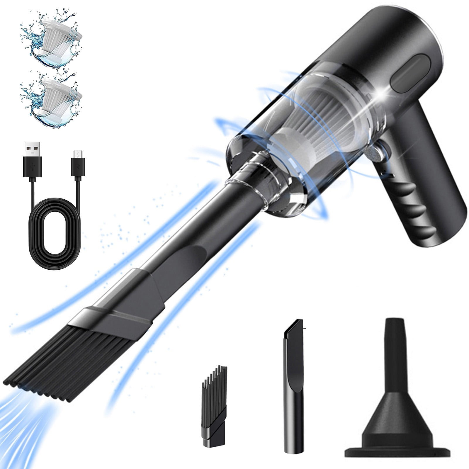 Kdkad Handheld Car Vacuum Cleaner, 120W Powerful Suction Small Car Vacuum Cleaner, Mini Dusts Buster with USB Portable Vacuum Cleaner(2 Filter) 6.1×6.4 in B - Image 7