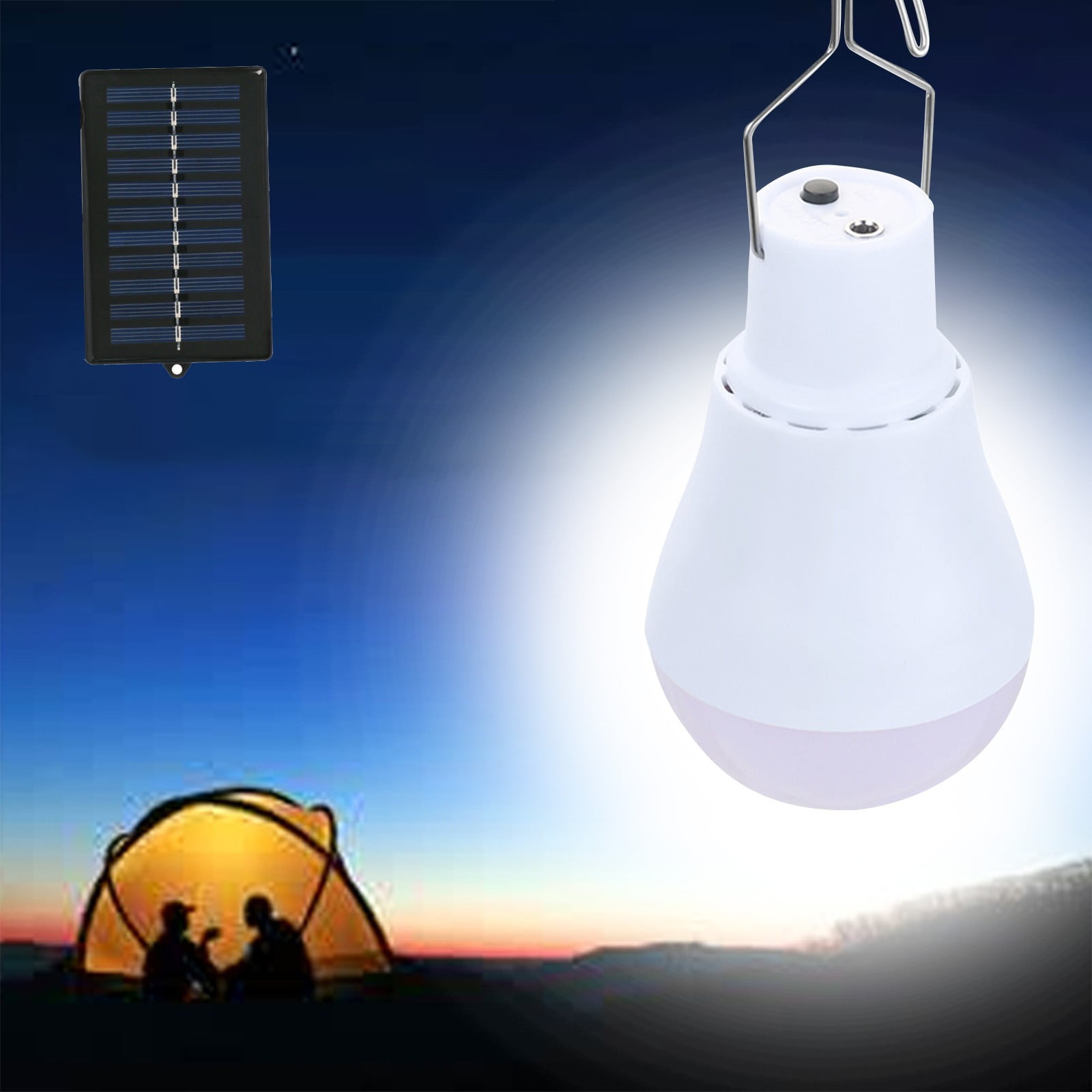 Kdkad Solar Lamp Portable LED Light Bulb, Solar Panel, Powered Rechargeable Lantern Lights Lamps for Pet House Shed Barn Indoor Outdoor Emergency Hiking Tent Reading CamNight Light - Image 2
