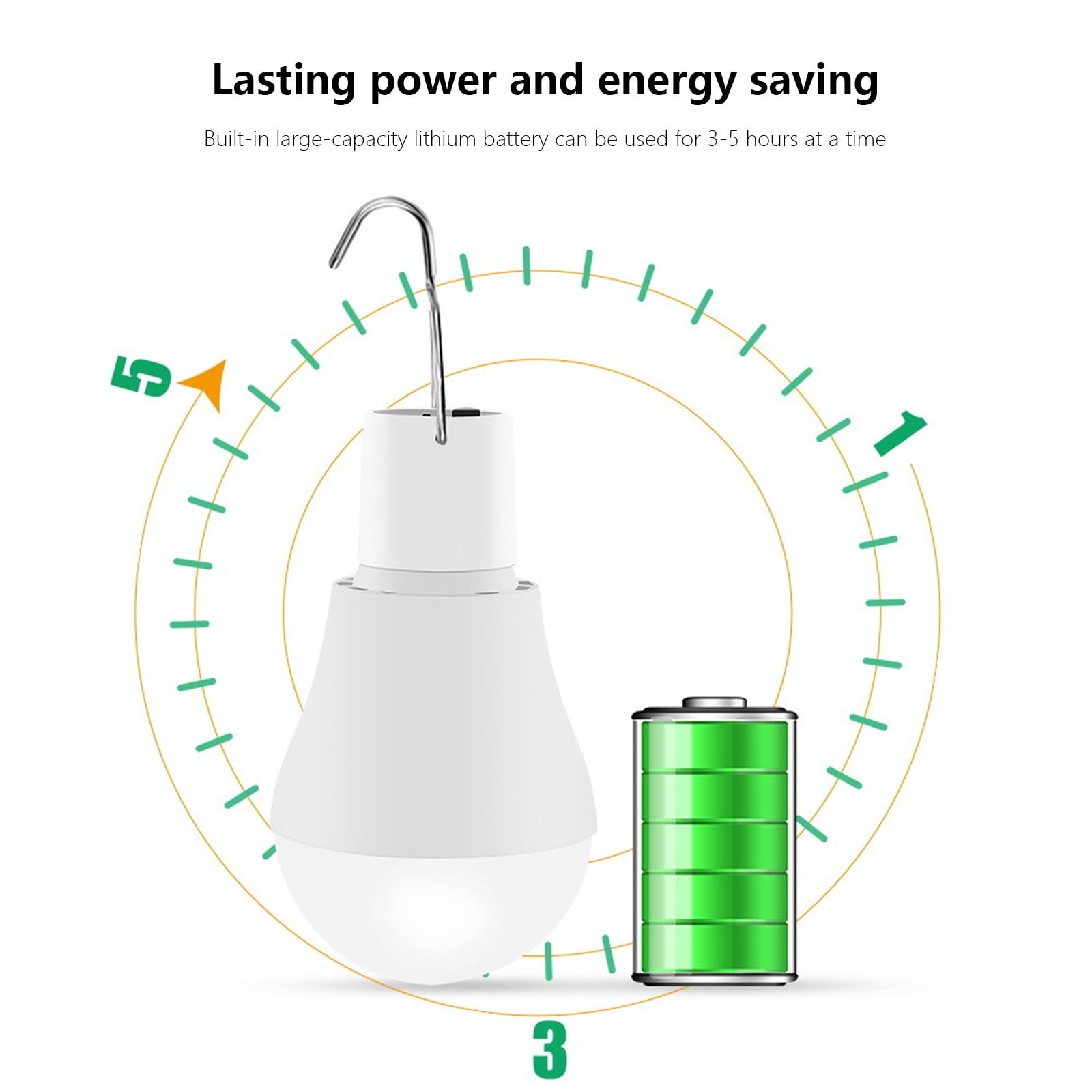 Kdkad Solar Lamp Portable LED Light Bulb, Solar Panel, Powered Rechargeable Lantern Lights Lamps for Pet House Shed Barn Indoor Outdoor Emergency Hiking Tent Reading CamNight Light - Image 4