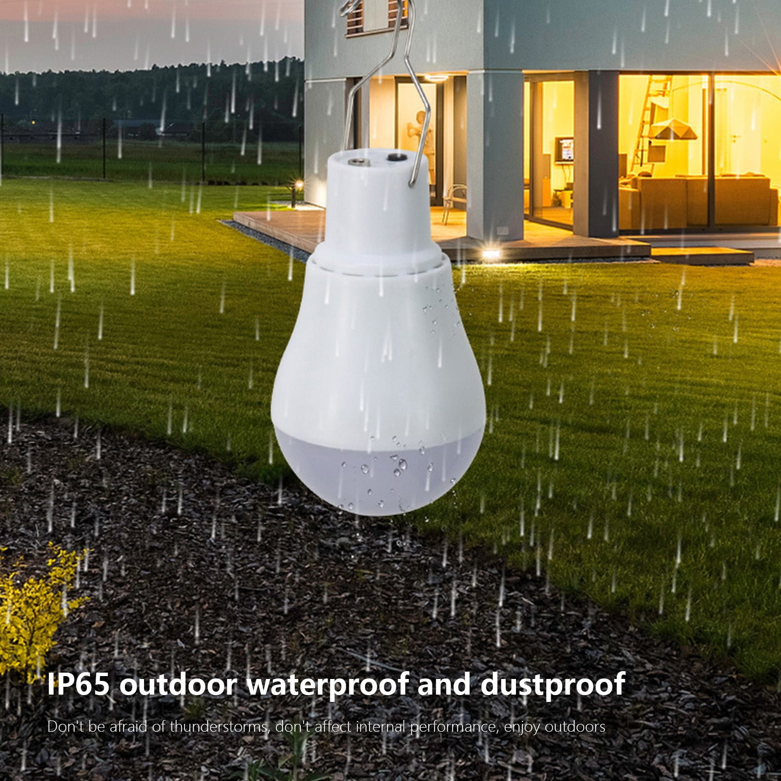 Kdkad Solar Lamp Portable LED Light Bulb, Solar Panel, Powered Rechargeable Lantern Lights Lamps for Pet House Shed Barn Indoor Outdoor Emergency Hiking Tent Reading CamNight Light - Image 5
