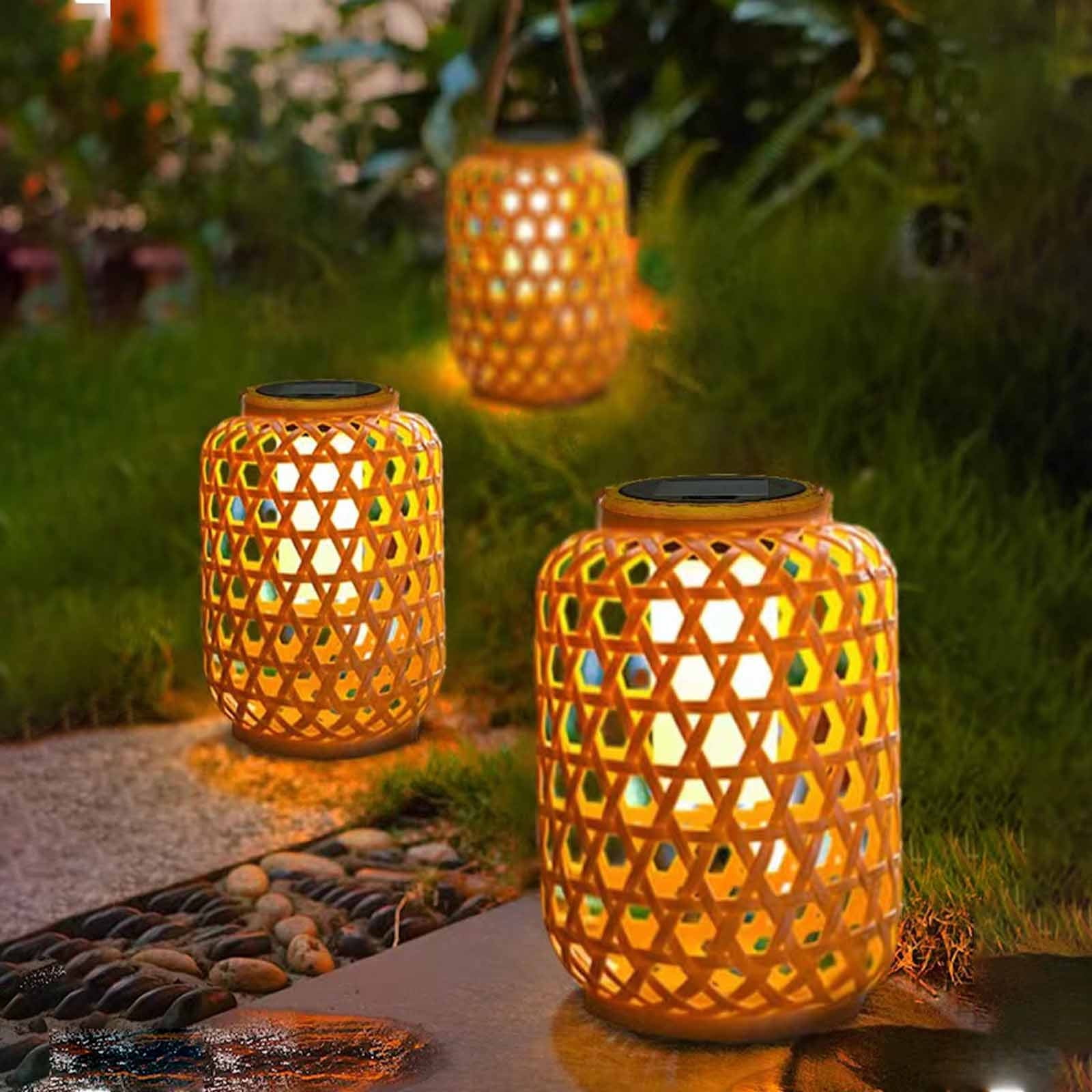 Kdkad Solar Lanterns Outdoor Hanging Lantern Lights, Hollowed-Out Metal Decor Lantern, LED Decorative Garden Light - Delicate Garden Decoration For Patio(1pack) - Image 7