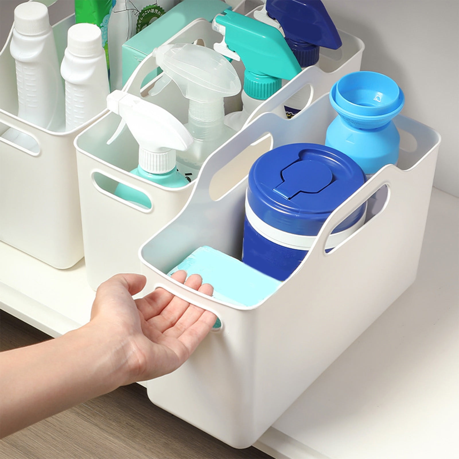 Kdkad White Plastic Storage Basket, Bins for Organization and Storage, Versatile Home Edit Containers,11 Inch Cube Storage Boxes for Office Kitchen Bathroom - Image 2