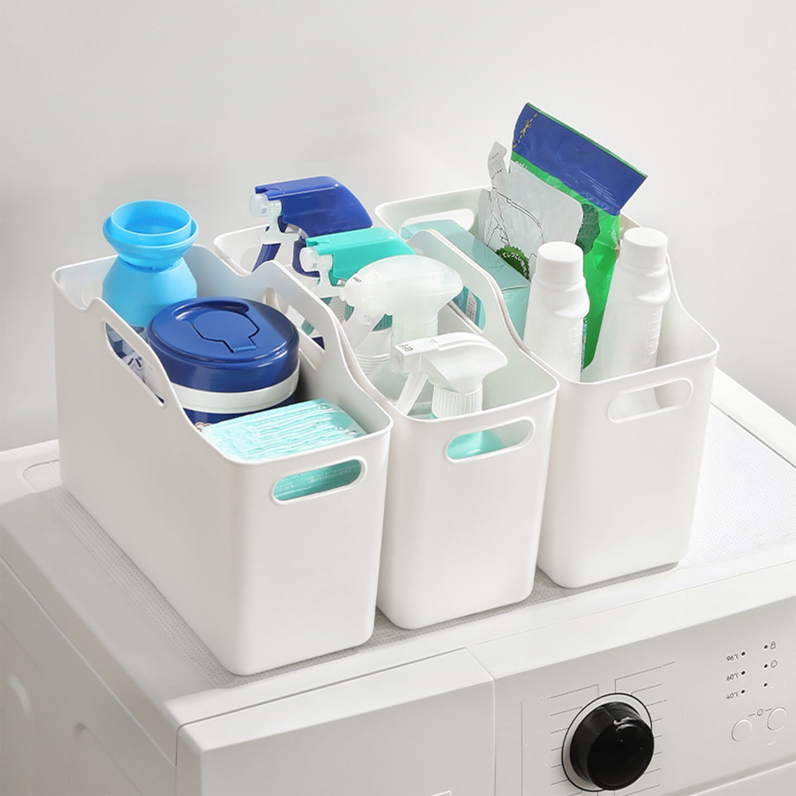 Kdkad White Plastic Storage Basket, Bins for Organization and Storage, Versatile Home Edit Containers,11 Inch Cube Storage Boxes for Office Kitchen Bathroom - Image 4