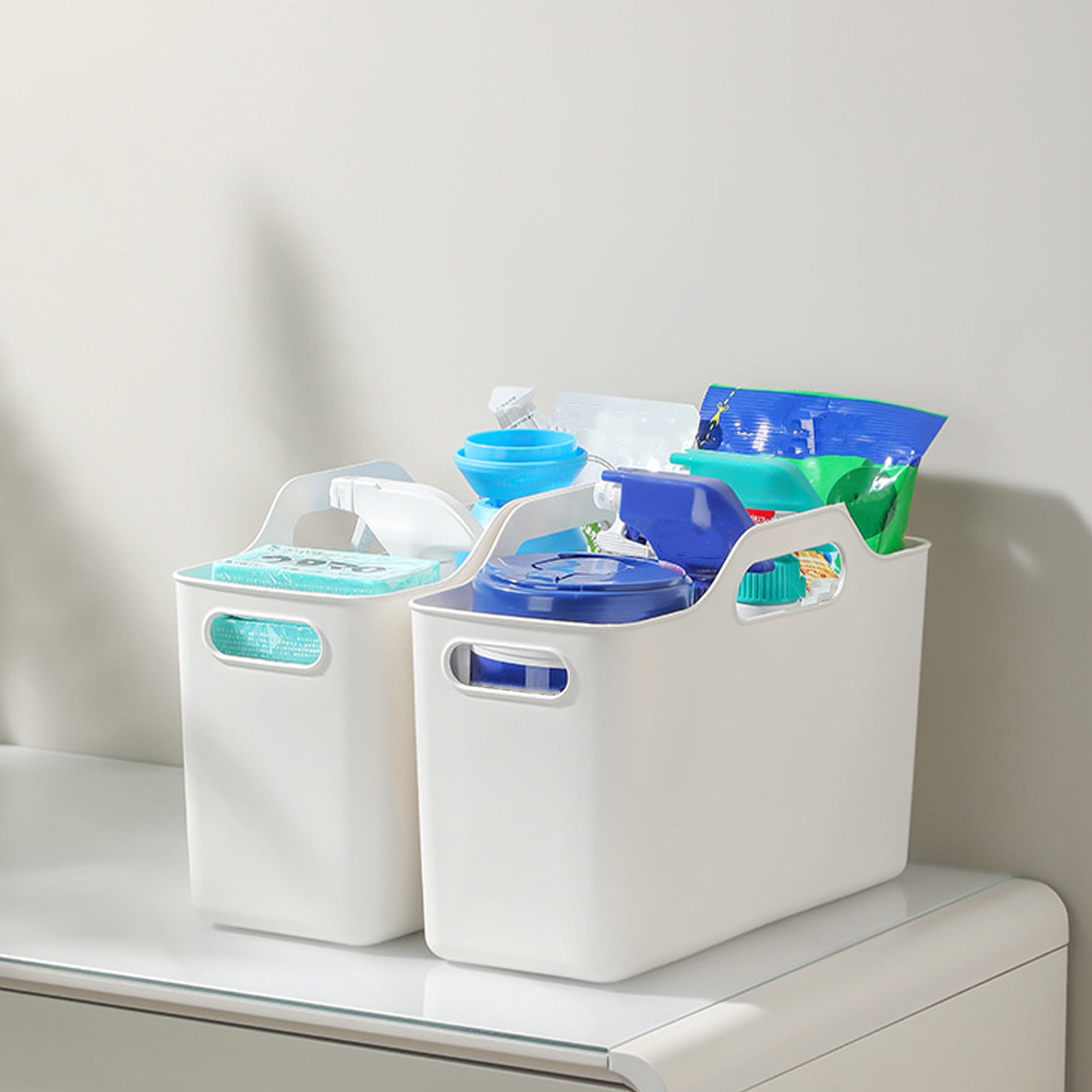 Kdkad White Plastic Storage Basket, Bins for Organization and Storage, Versatile Home Edit Containers,11 Inch Cube Storage Boxes for Office Kitchen Bathroom - Image 5