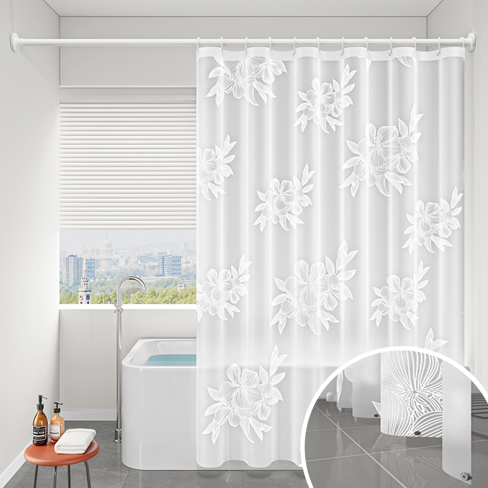 Kdkad Shower Curtain, 31.5×71 Inch Shower Curtain Liner, Waterproof Plastic Shower Liner, Cute Lightweight Shower Curtain for Bathroom 40.2×70.9 in A - Image 1
