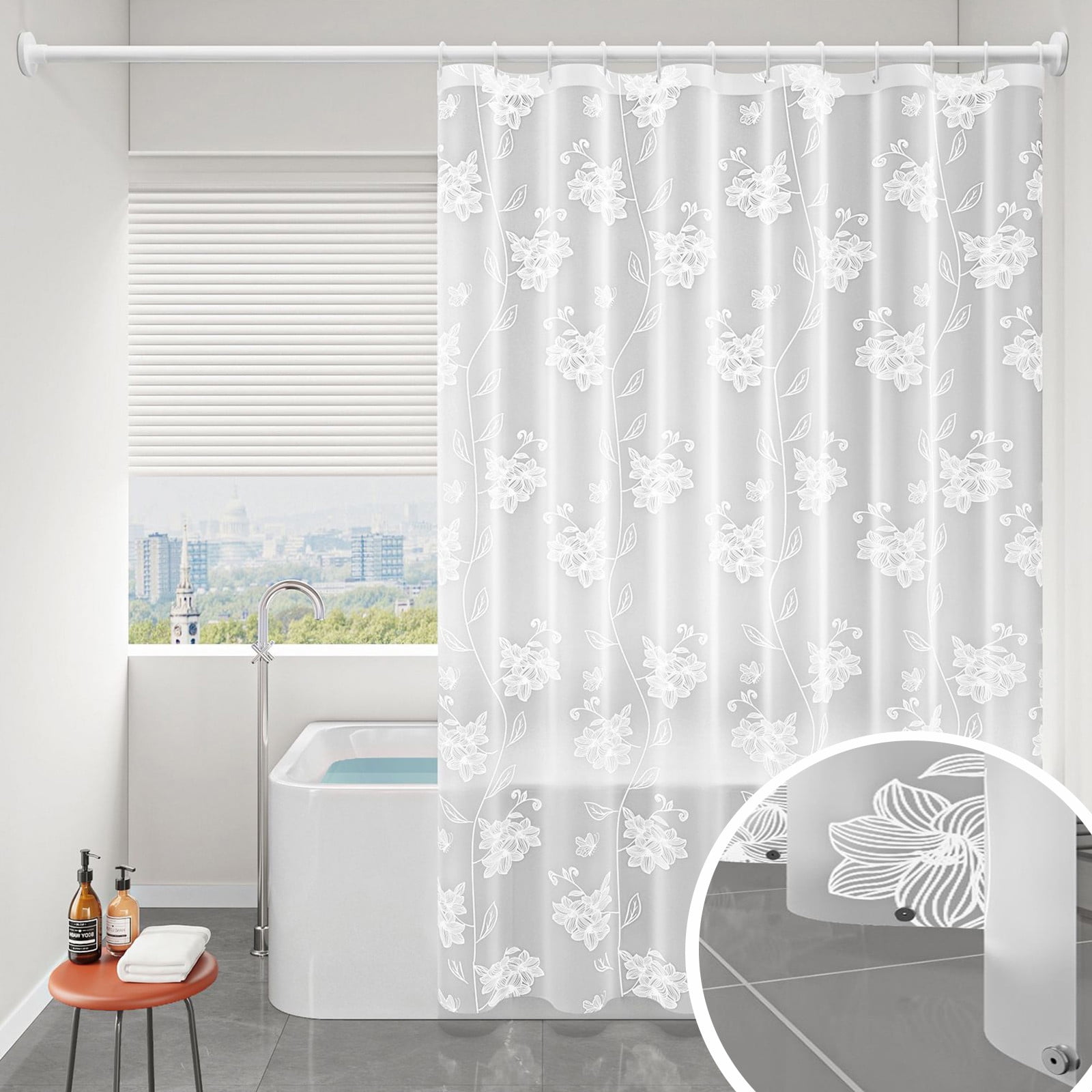 Kdkad Shower Curtain, 31.5×71 Inch Shower Curtain Liner, Waterproof Plastic Shower Liner, Cute Lightweight Shower Curtain for Bathroom 40.2×70.9 in B - Image 1