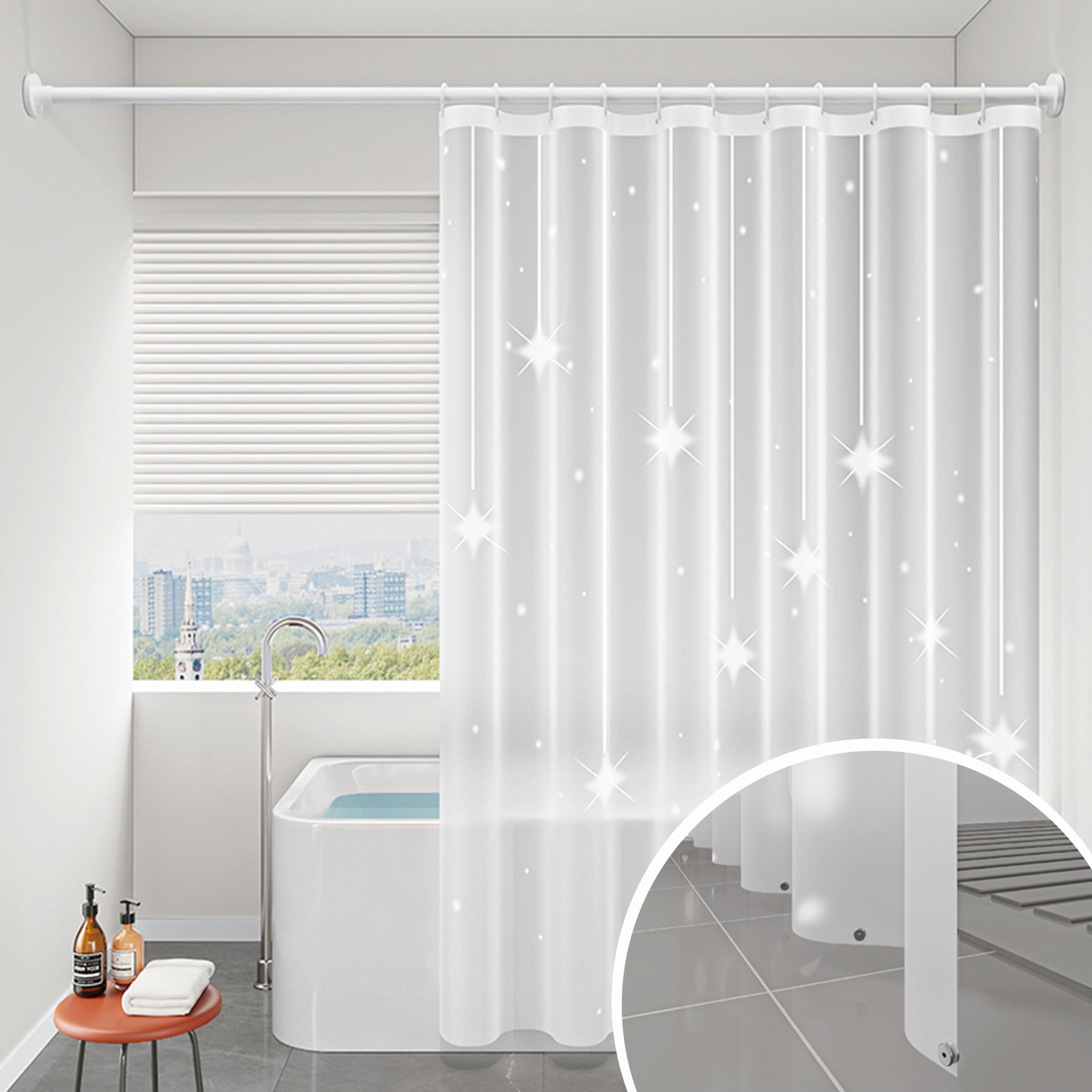 Kdkad Shower Curtain, 31.5×71 Inch Shower Curtain Liner, Waterproof Plastic Shower Liner, Cute Lightweight Shower Curtain for Bathroom 71×47.2 in D - Image 1