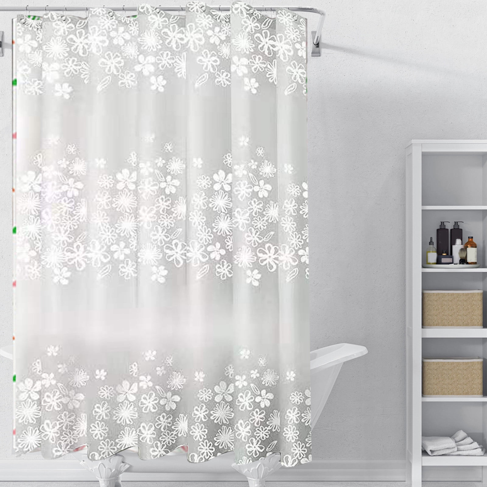 Kdkad Shower Curtain, 31.5×71 Inch Shower Curtain Liner, Waterproof Plastic Shower Liner, Cute Lightweight Shower Curtain for Bathroom 47.2×71 in F - Image 5