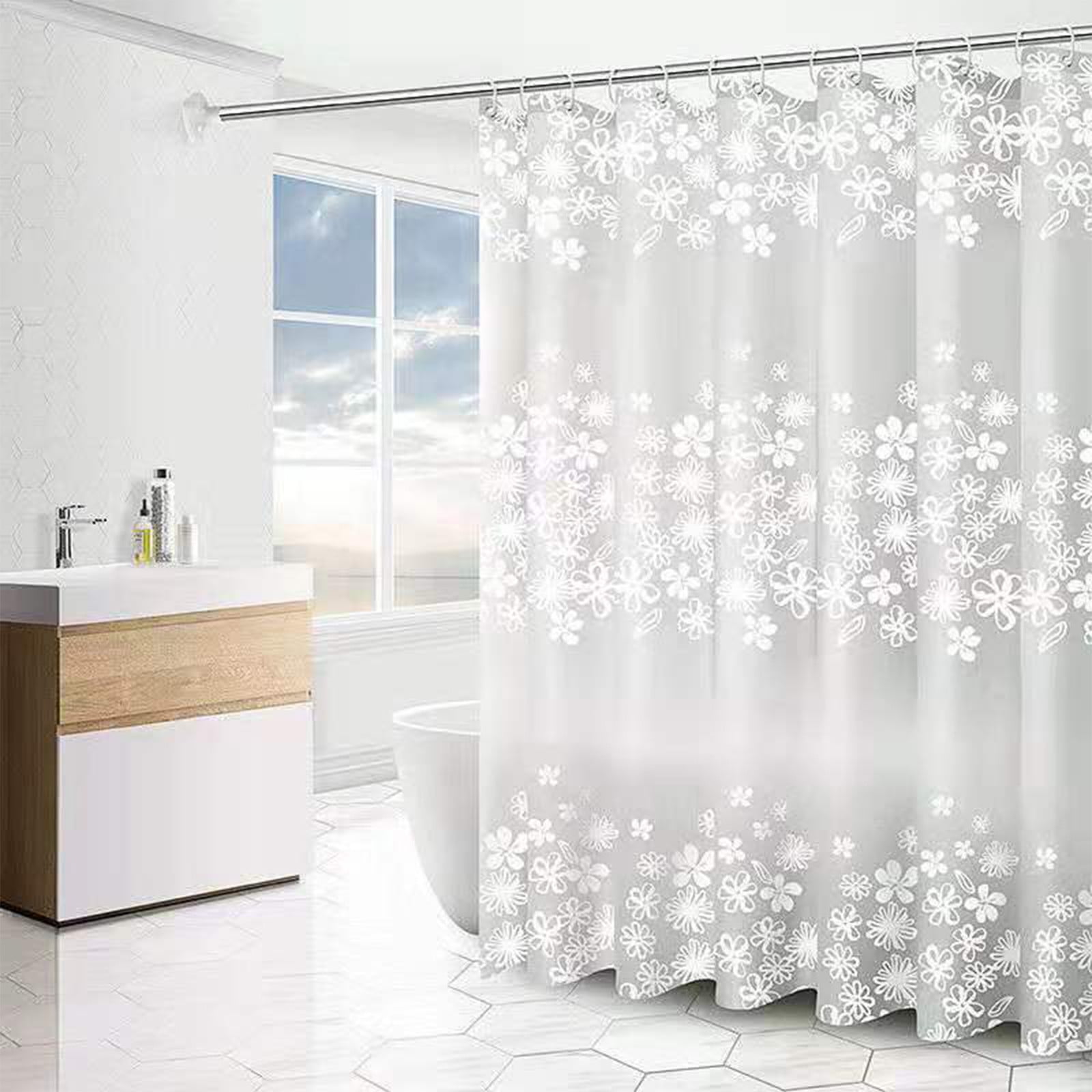 Kdkad Shower Curtain, 31.5×71 Inch Shower Curtain Liner, Waterproof Plastic Shower Liner, Cute Lightweight Shower Curtain for Bathroom 47.2×71 in F - Image 7