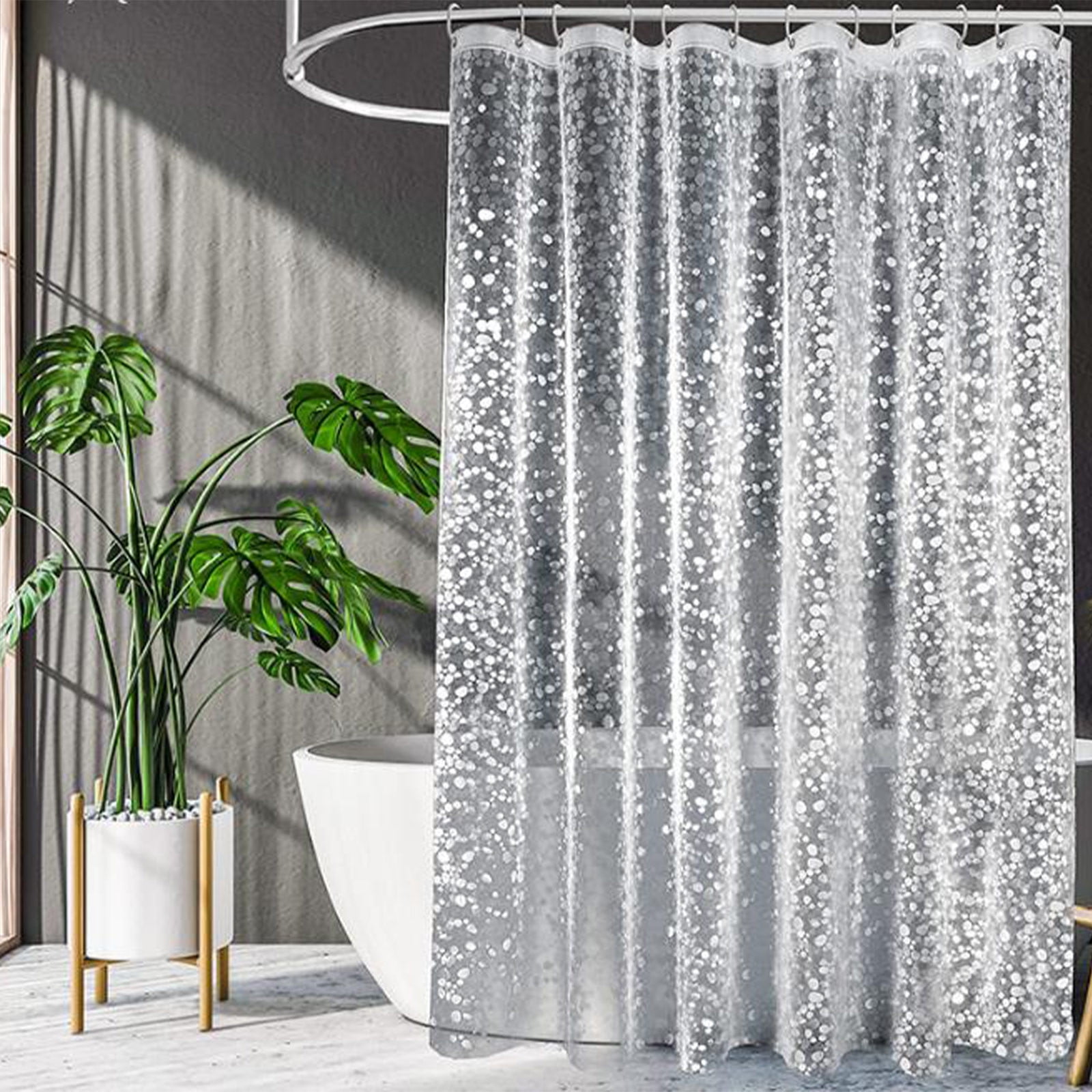 Kdkad Shower Curtain, 31.5×71 Inch Shower Curtain Liner, Waterproof Plastic Shower Liner, Cute Lightweight Shower Curtain for Bathroom 71×71 in White - Image 1