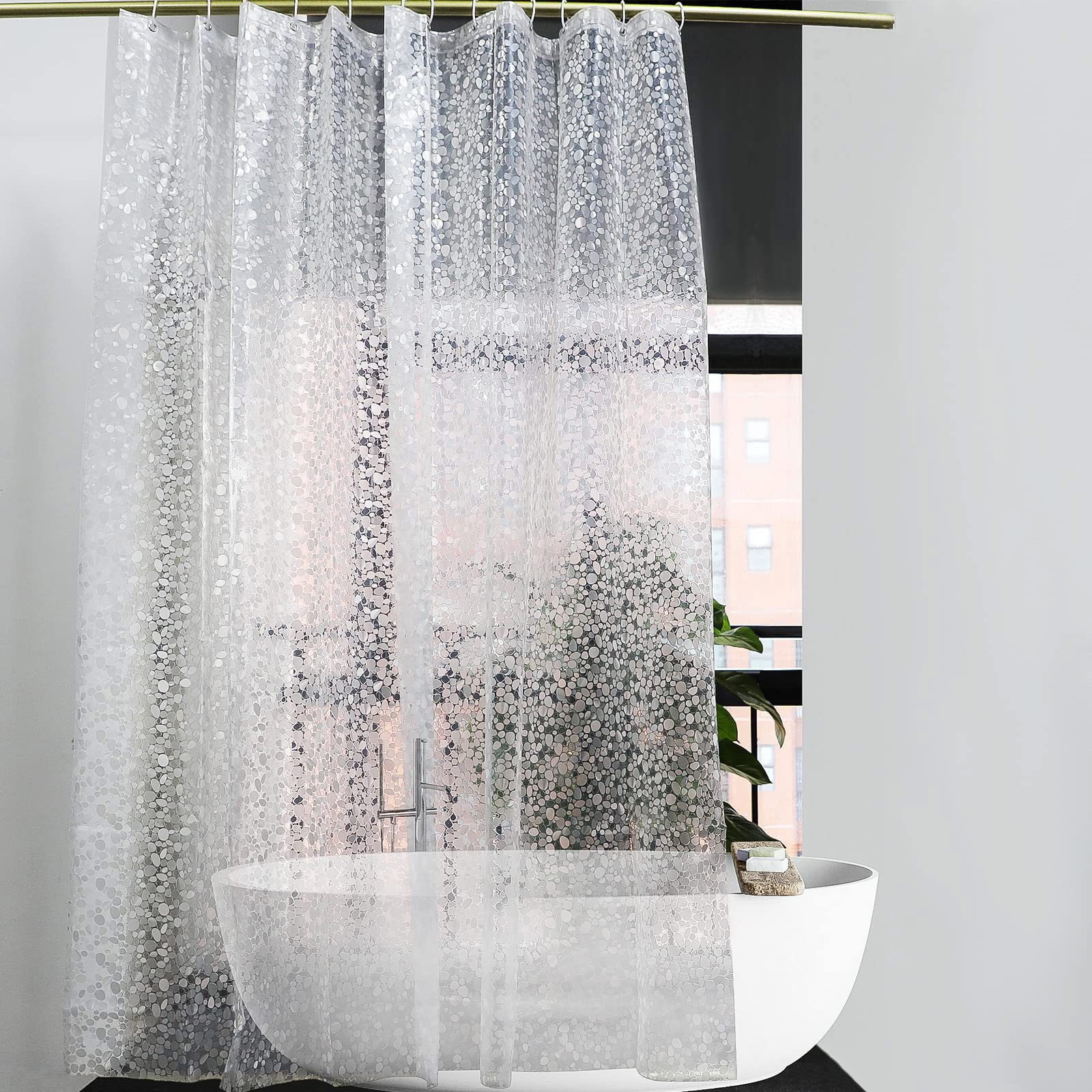 Kdkad Shower Curtain, 31.5×71 Inch Shower Curtain Liner, Waterproof Plastic Shower Liner, Cute Lightweight Shower Curtain for Bathroom 71×71 in White - Image 4