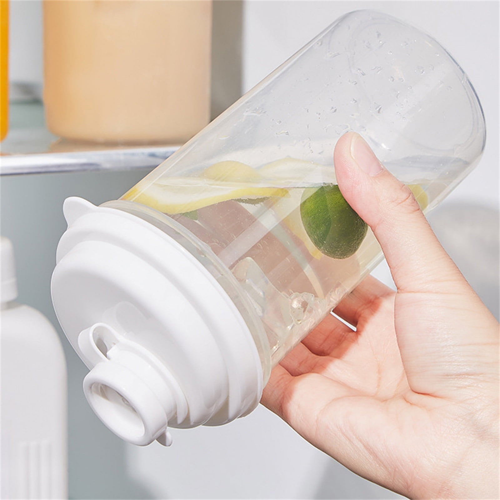 Darzheoy 1L Plastic Pitcher with Lid BPA-Free Eco-Friendly Pitcher Mix Drinks Water Pitcher for Hot/Cold Lemonade Juice Beverage Jar Ice Tea Kettle White - Image 6