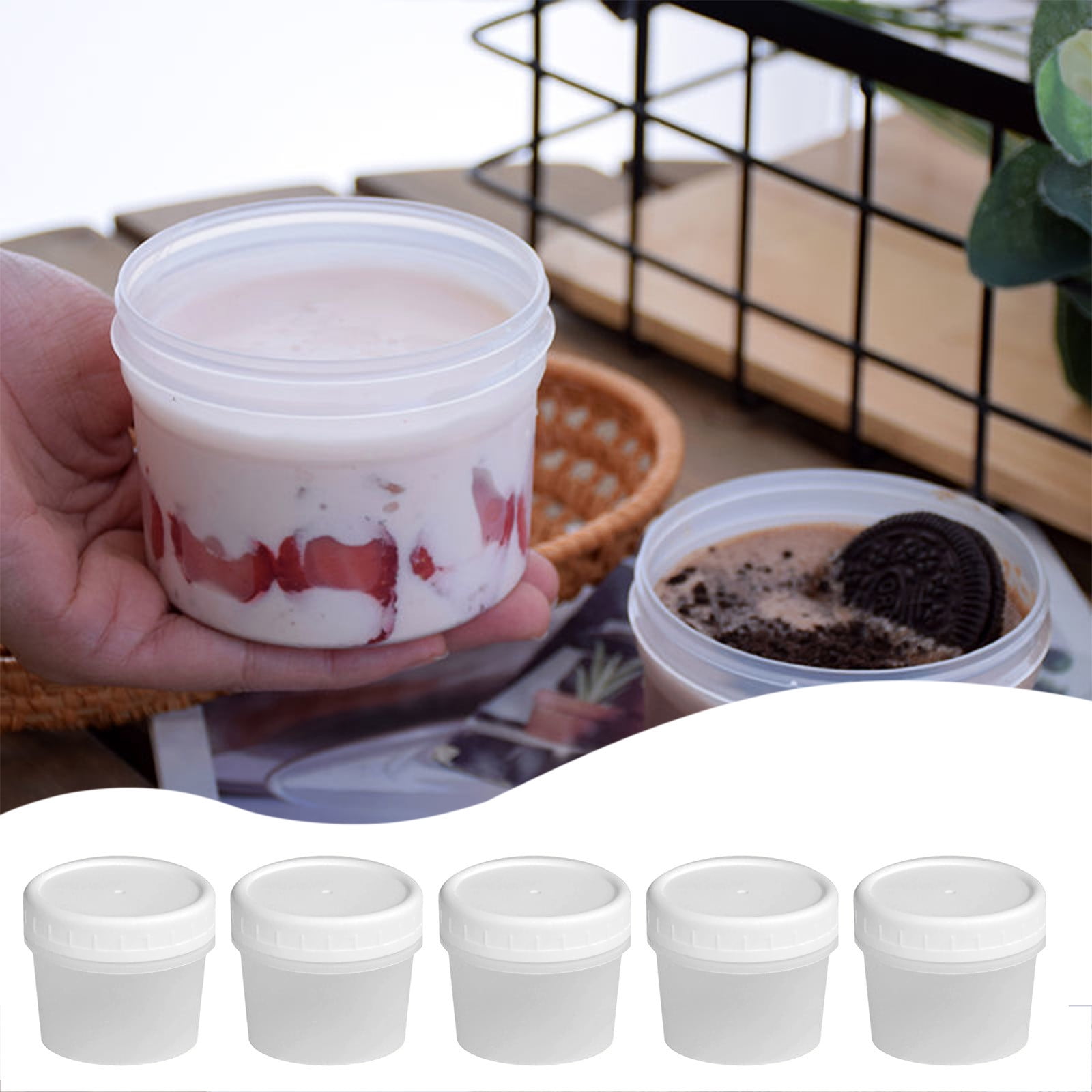Darzheoy 5PCS Ice Cream Cups, Reusable Plastic Ice Cream Bowls Sundae Frozen Yogurt, Ice Cream Cups for Birthday Party Decorations, Ice Cream Party Favors Clear - Image 4