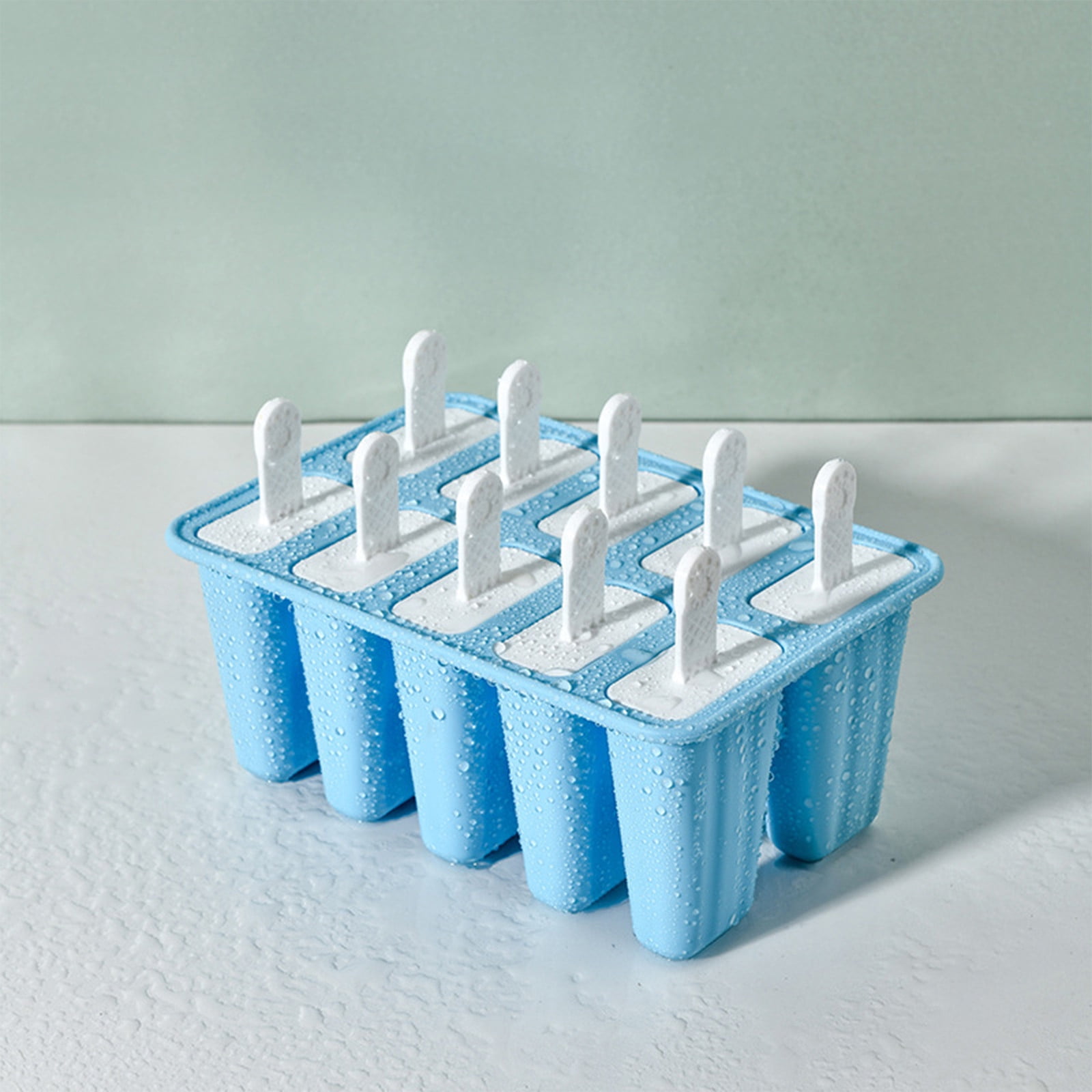 Darzheoy Popsicle Mould, Popsicle Molds 10 Pieces Silicone Ice Molds BPA Free Popsicle Mold Reusable Easy Release Ice Make Light Blue - Image 2