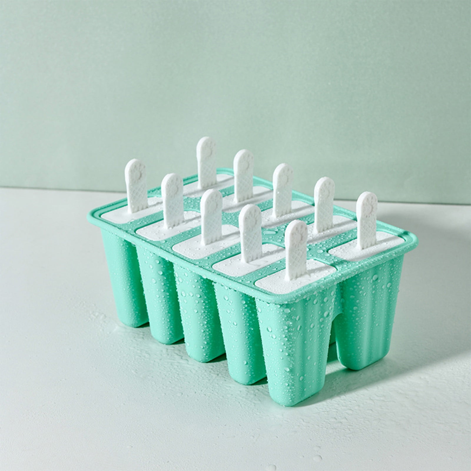 Darzheoy Popsicle Mould, Popsicle Molds 10 Pieces Silicone Ice Molds BPA Free Popsicle Mold Reusable Easy Release Ice Make Mint Green - Image 2