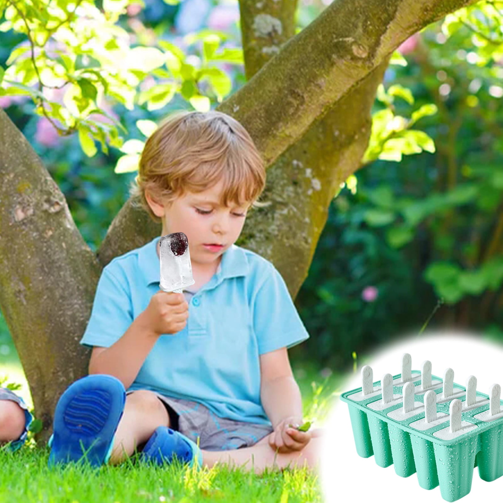 Darzheoy Popsicle Mould, Popsicle Molds 10 Pieces Silicone Ice Molds BPA Free Popsicle Mold Reusable Easy Release Ice Make Mint Green - Image 5